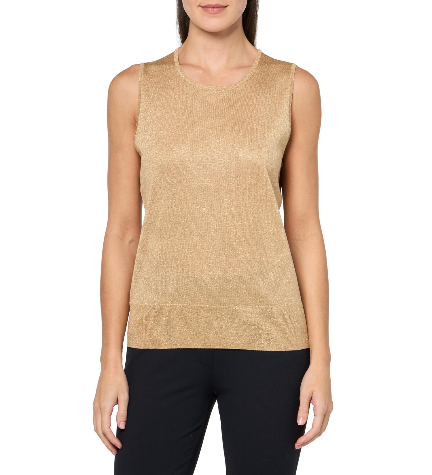 Anne Klein Womens Lurex Sleevesless Mock Neck XX-Small Gold Dust