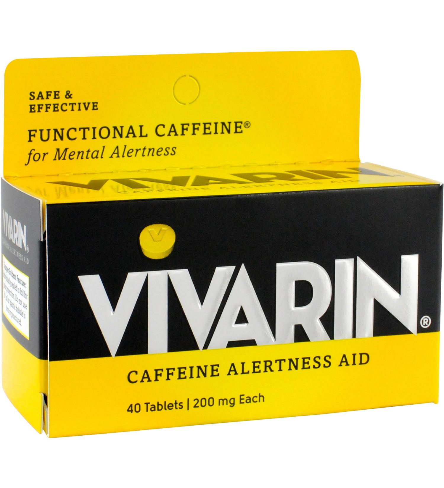 Vivarin Caffeine Alertness Aid - 200mg Tablets (40 Count) - Boost Mental Alertness - Same Caffeine as Coffee - Triple Pack - Fast International Shipping - Buy Online on GoSupps.com