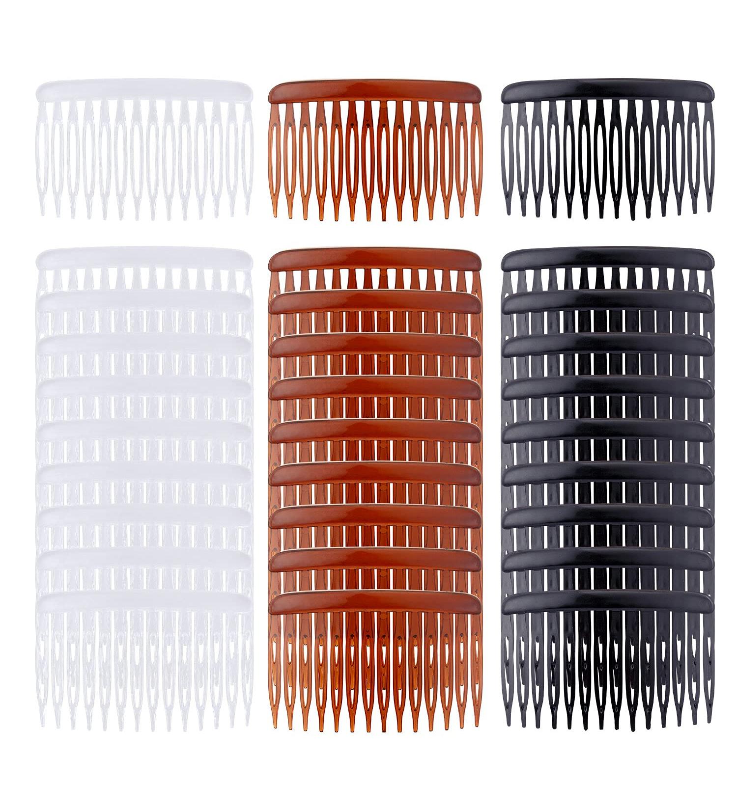 30 Pack Small Plastic Hair Comb Hairpins for Women - Perfect for Bridal Wedding Veil, French Twist Updo, Bun Accessories - Clear, Black, Brown - Buy Online on GoSupps.com