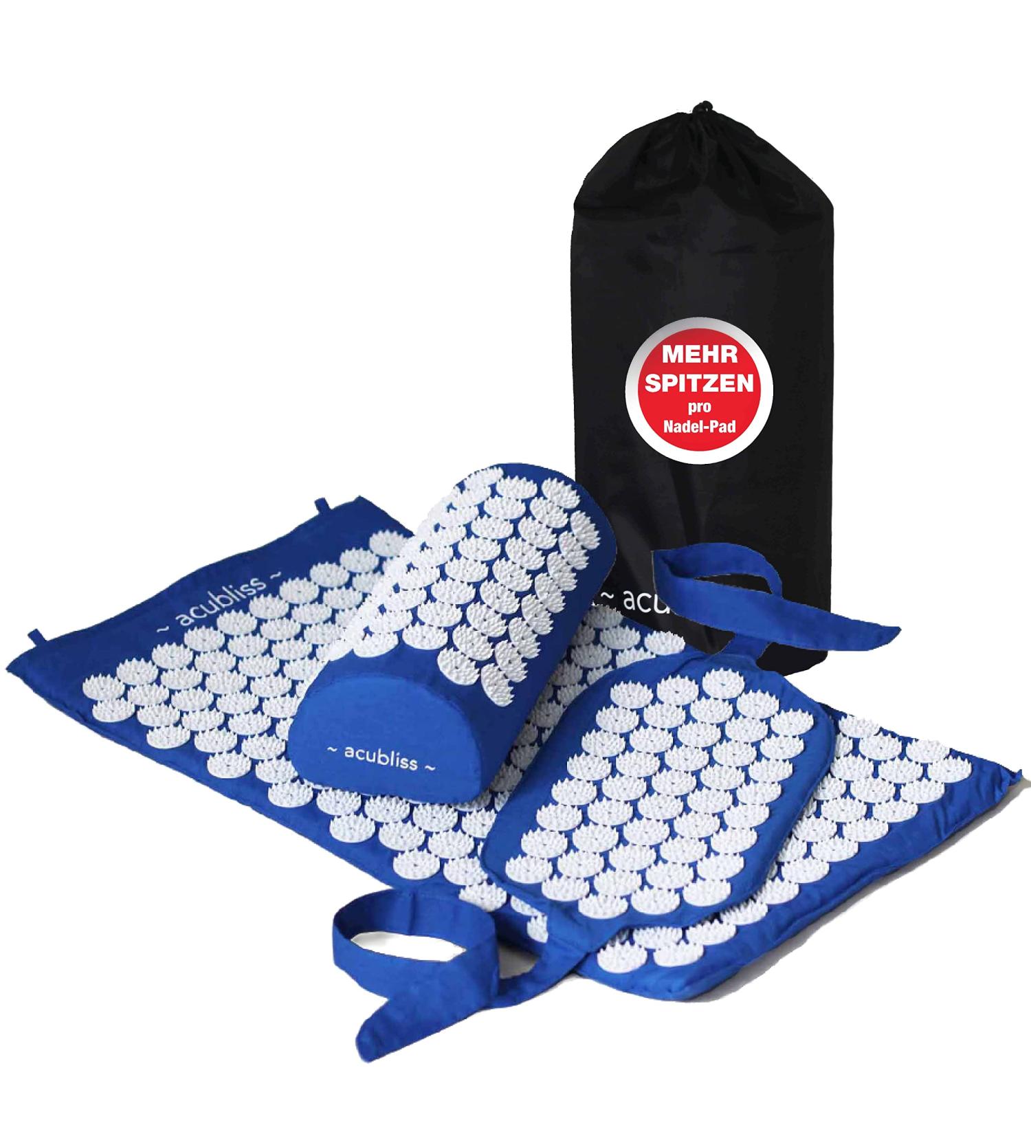 Buy AcuBliss Acupressure Mat & Pillow Set - Effective Pain Relief for Neck & Back - Relaxation & Energy Boost - Includes Belt & Bag - Blue - Buy Online on GoSupps.com