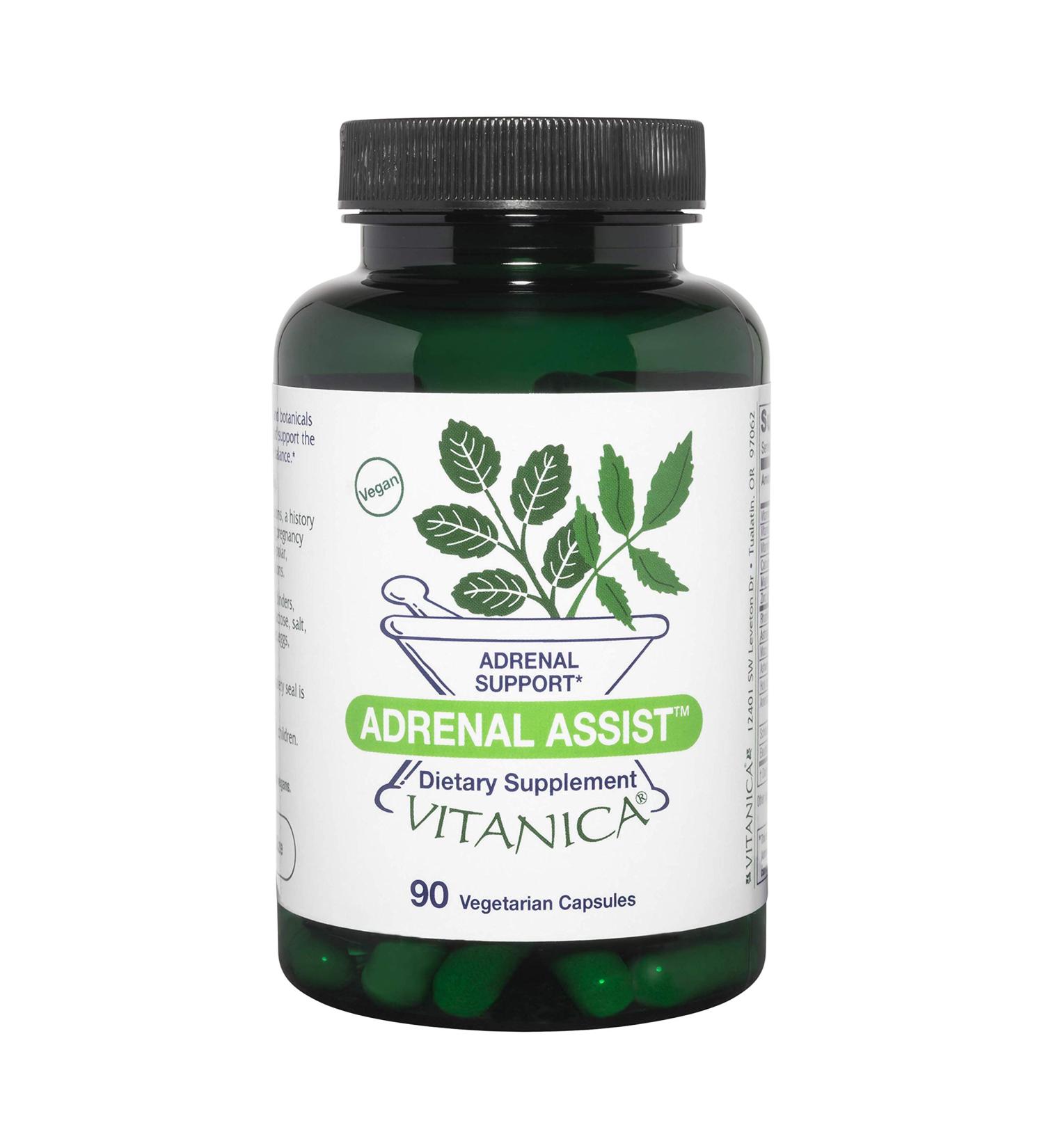 Vitanica Adrenal Assist, Adrenal Support, Vegan, 90 Capsules 90 Count (Pack of 1) Adrenal Assist Pro Logo