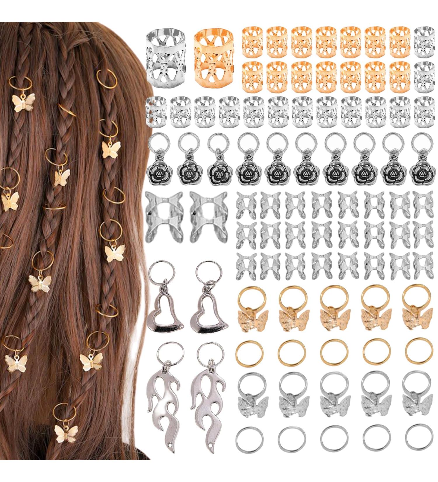 BDSHUNBF 90 Pieces Hair Beads Hair Jewelry Hair Accessories Hair Cuffs Dreadlocks Hair Beads Hair Rings for Braids Decorations Gril Women Men Hip Hop Braiding Hair - Buy Online on GoSupps.com