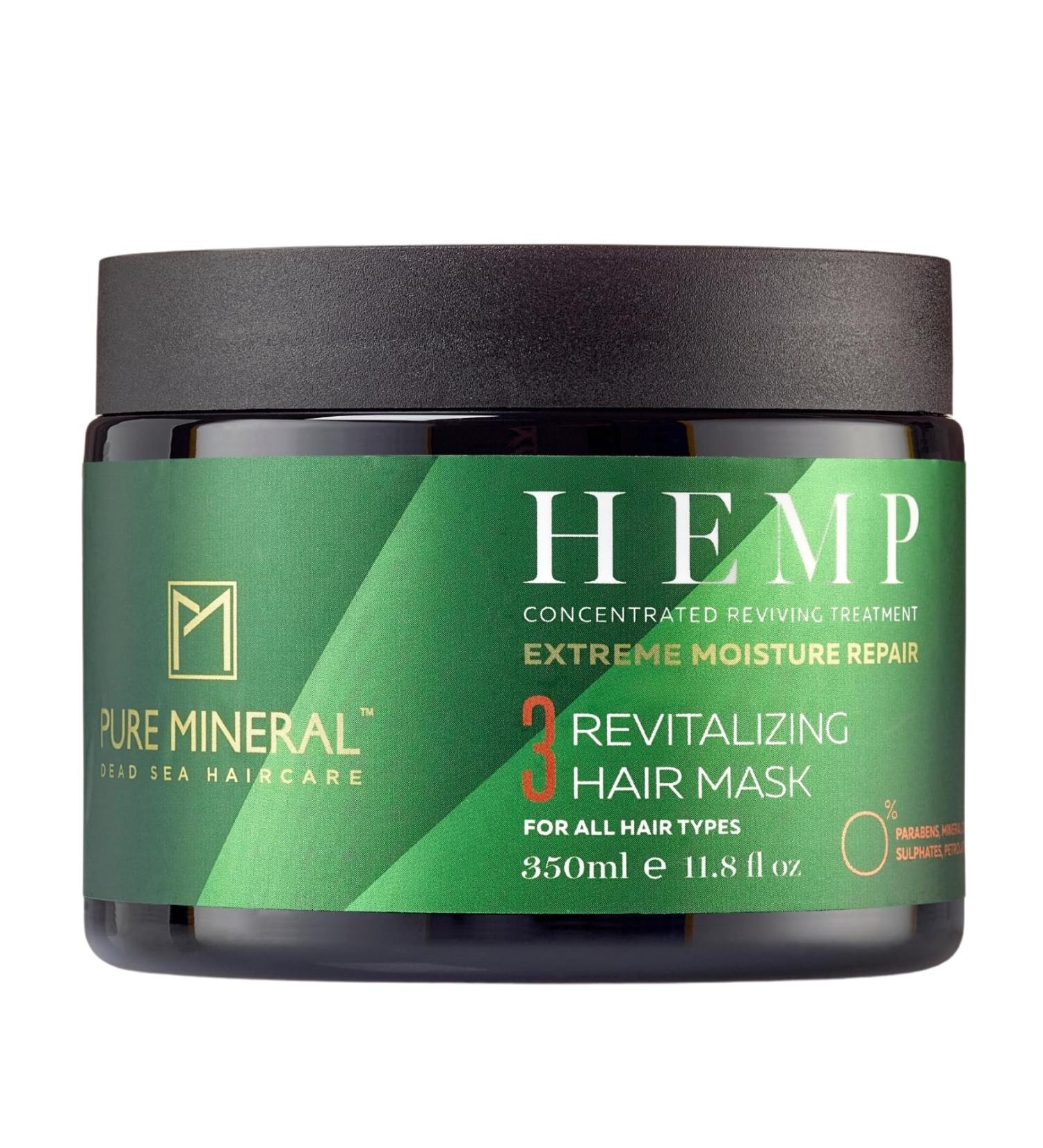 Pure Mineral - Hemp Hair Mask for Deeply Nourished Hair - Moisturizing Conditioning Dead Sea Minerals - Free of Sulfates Parabens Petrolates - 350ml - Buy Online on GoSupps.com