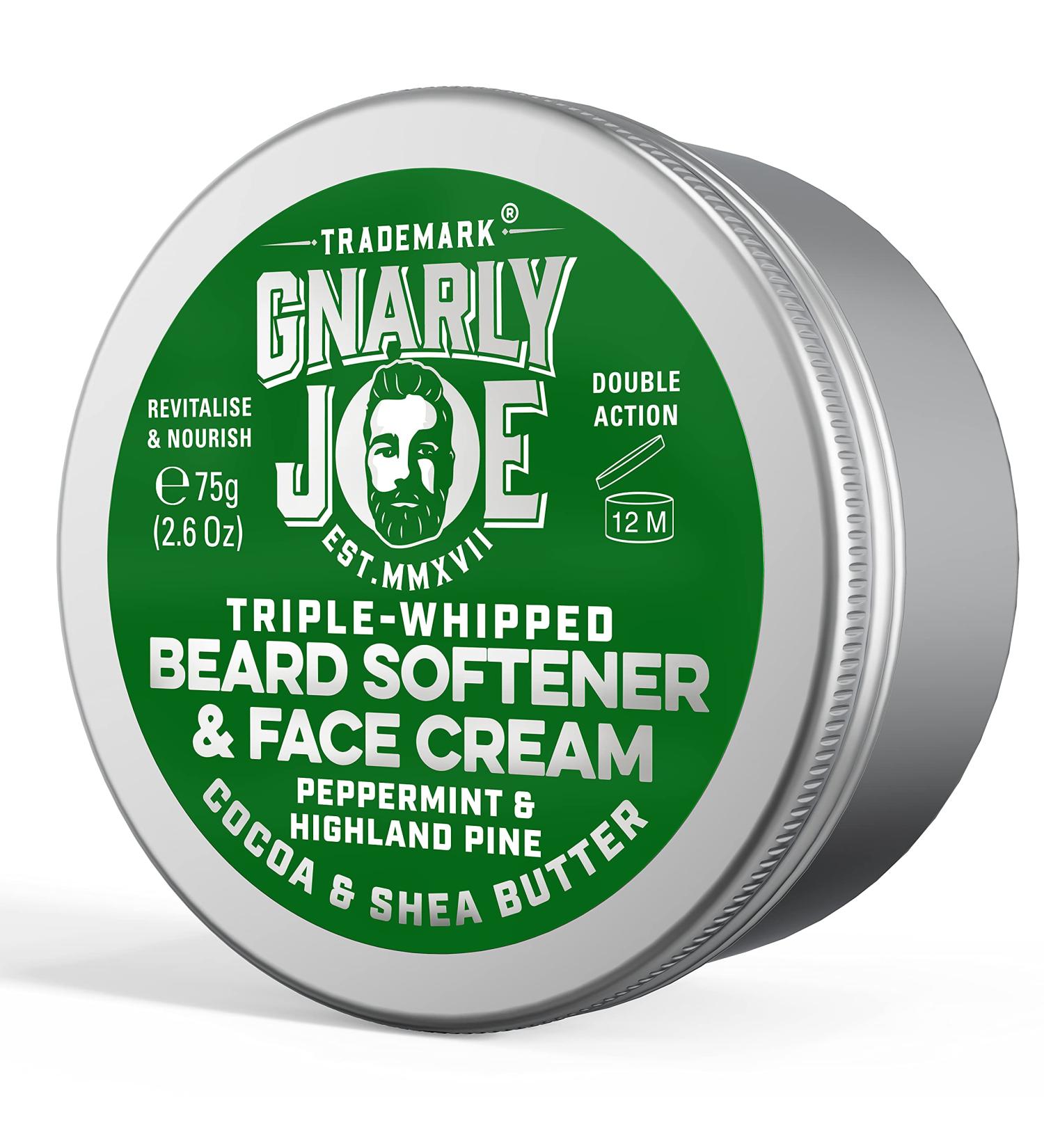 Gnarly Joe Beard Softener and Face Cream - 75 ml - Natural Beard Balm with Triple-Whipped Cocoa & Shea Butter - Beard Conditioner for Men - Peppermint and Highland Pine Scent - Buy Online on GoSupps.com