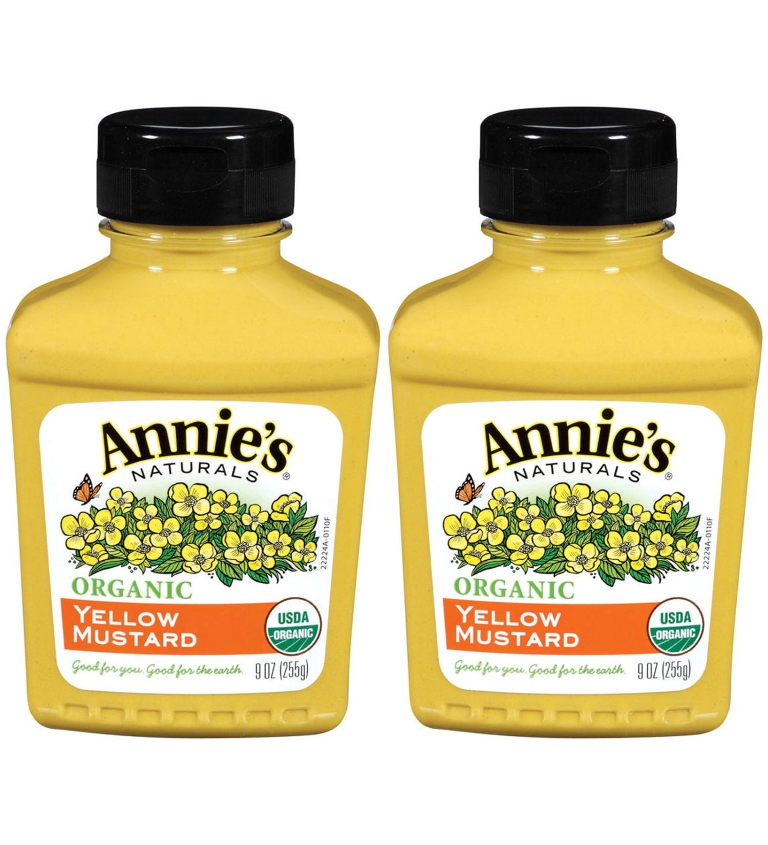 Annie's Homegrown Organic Yellow Mustard, 9 oz, 2 pk