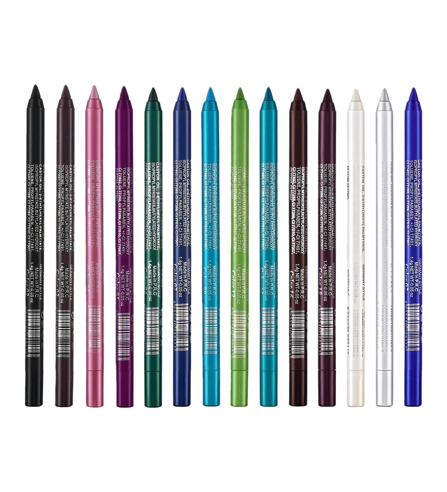  Generisch Set of 14 eyeliner pencils - Waterproof glitter eye makeup - For makeup enthusiasts beginners parties everyday wear weddings - Buy Online on GoSupps.com