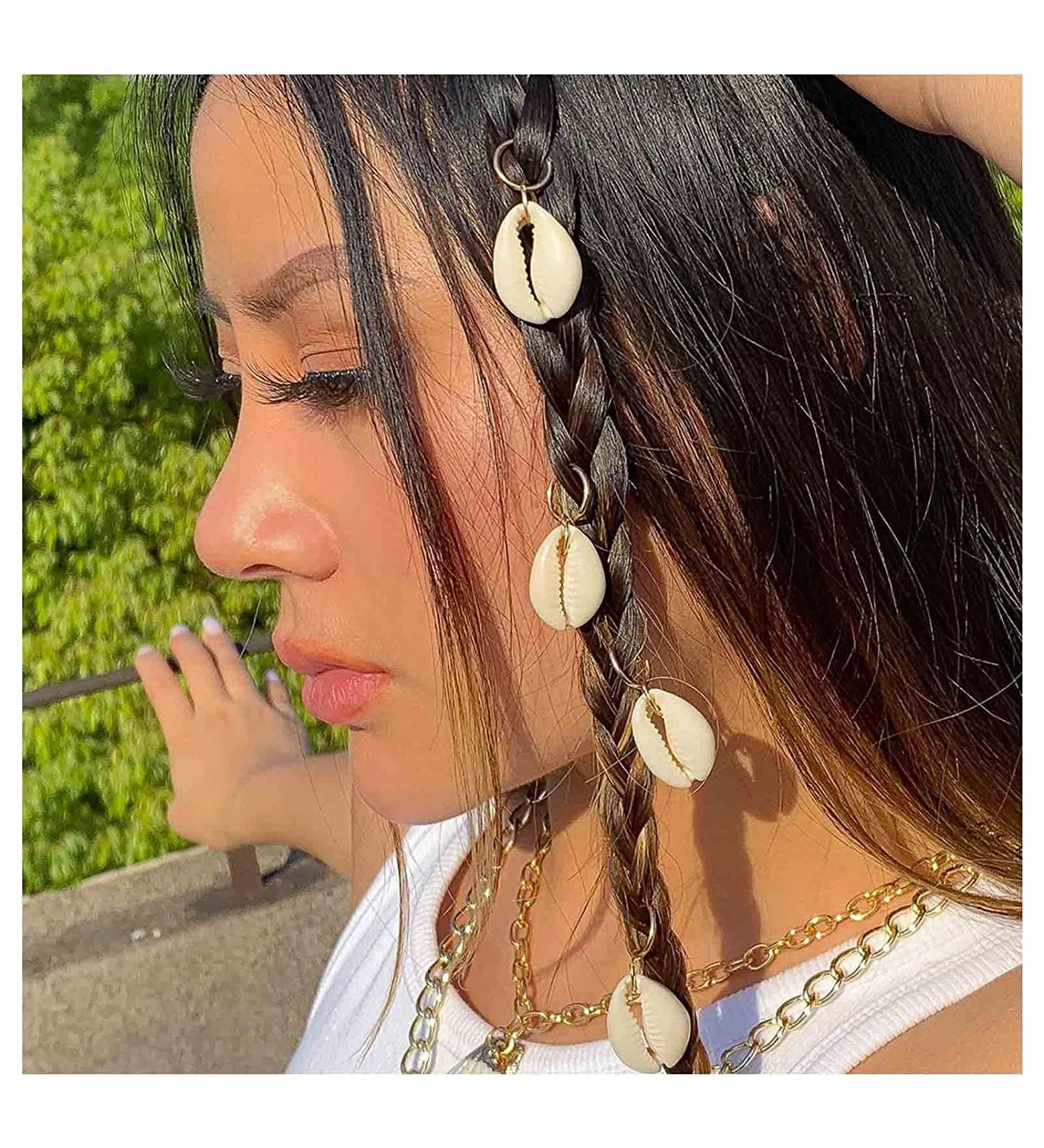 Yheakne Boho Shell Hair Ring Braid Rings Set Dreadlock Dirty Braid Hair Loop Clips Gold Hair Braid Rings Braid Hair Clip Rings Decoration African Hair Jewelry Dreadlock for Women and Girls(Gold shell) - Buy Online on GoSupps.com
