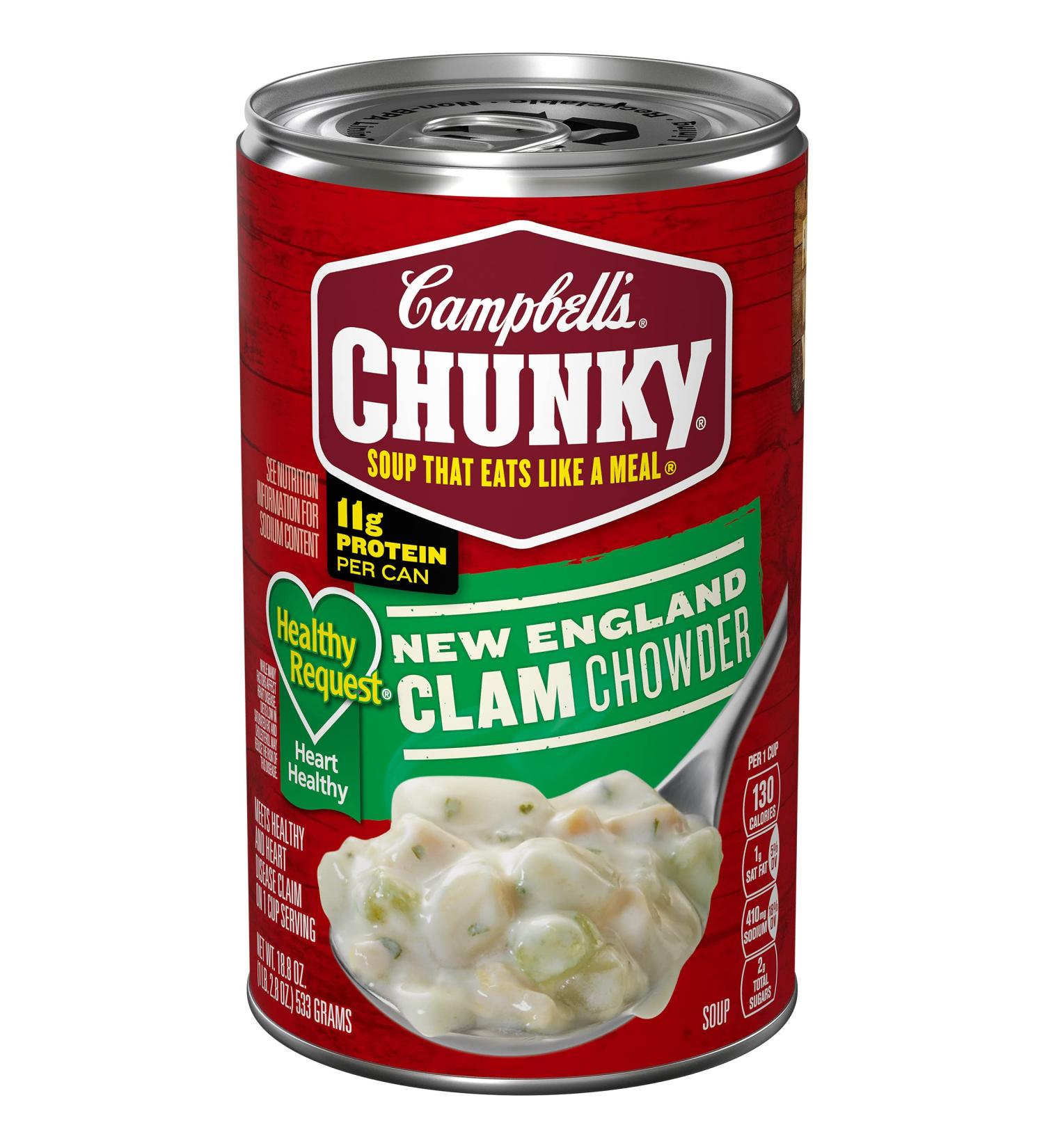 Campbell's Chunky Healthy Request New England Clam Chowder 18.8oz Can (Case of 12) - Buy Online on GoSupps.com