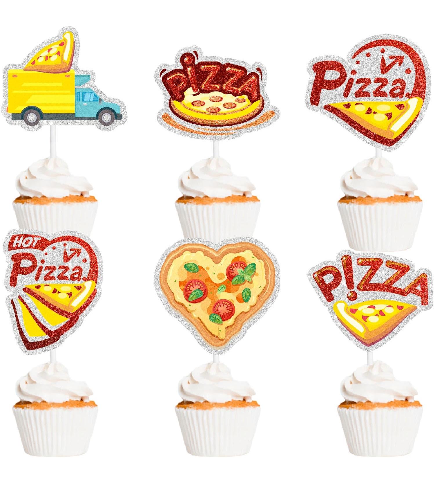Kids' Pizza Themed Happy Birthday Cupcake Toppers Set of 18 - Perfect for pizza parties baby shower parties and birthday party decorations for boys and girls - SugarGera - Buy Online on GoSupps.com