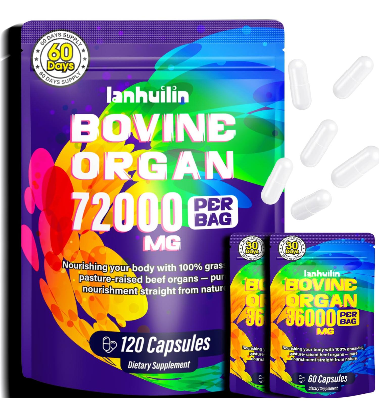 Beef Organ Supplement for Women (Liver Kidney Uterus Heart & 4 More) with Ashwagandha DIM Vitamin & Black Cohosh Grass Fed Beef Liver Capsules for Endocrine Balance Energy 120 Capsules 120 Count (Pack of 1) Purple - Buy Online on GoSupps.com