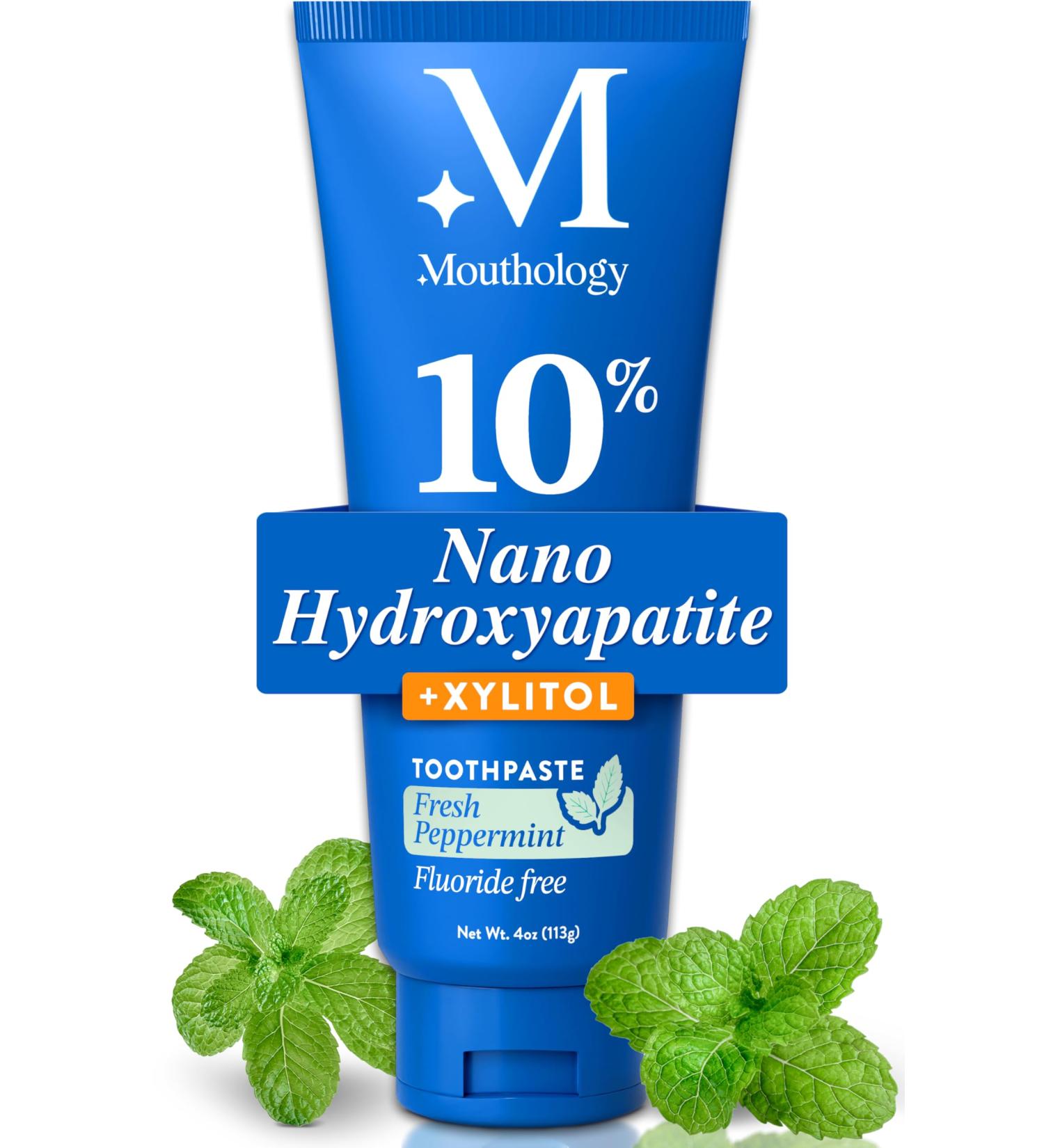 Mouthology 10% Nano Hydroxyapatite Toothpaste (Fluoride Free) Whitening* Rod Shaped nHa Xylitol Toothpaste for Adults Enamel Care* Sensitive Teeth* SLS Free Mint 4oz (USA Made) Adult - Peppermint 4 Ounce (Pack of 1) - Buy Online on GoSupps.com