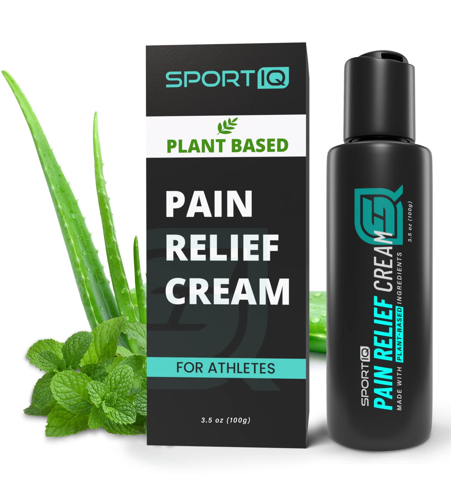 Pain Relief Gel & Muscle Relaxer Cream for Knee, Back, and Sore Muscles | Sport IQ (3.5 oz + Travel Size) - Buy Online on GoSupps.com