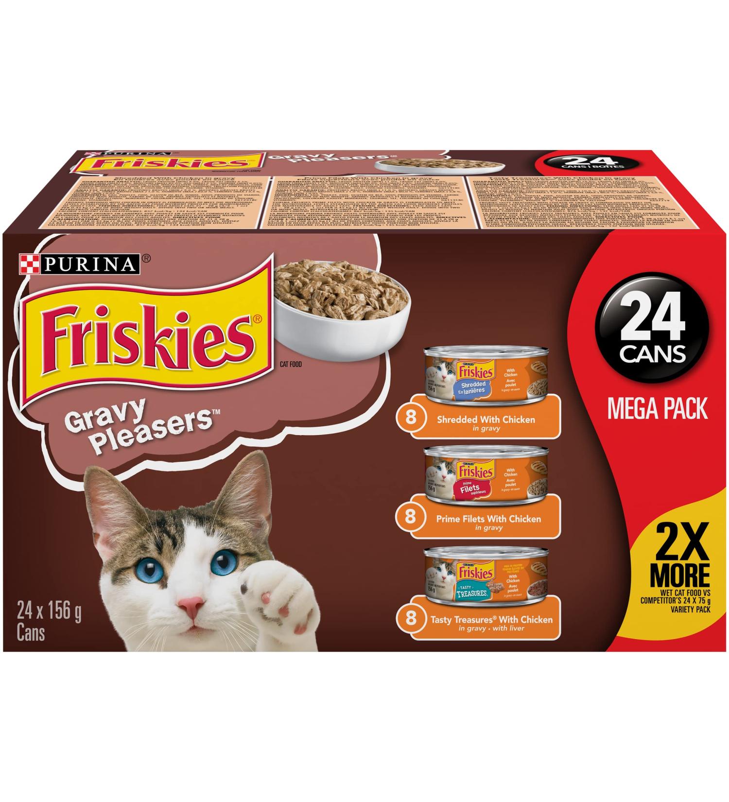 Friskies Gravy Pleasers Wet Cat Food Chicken Variety Pack 3 Flavours - 156 g Can (24 Pack) Gravy Pleasures Gravy Pleasers 156 g (Pack of 24) - Buy Online on GoSupps.com