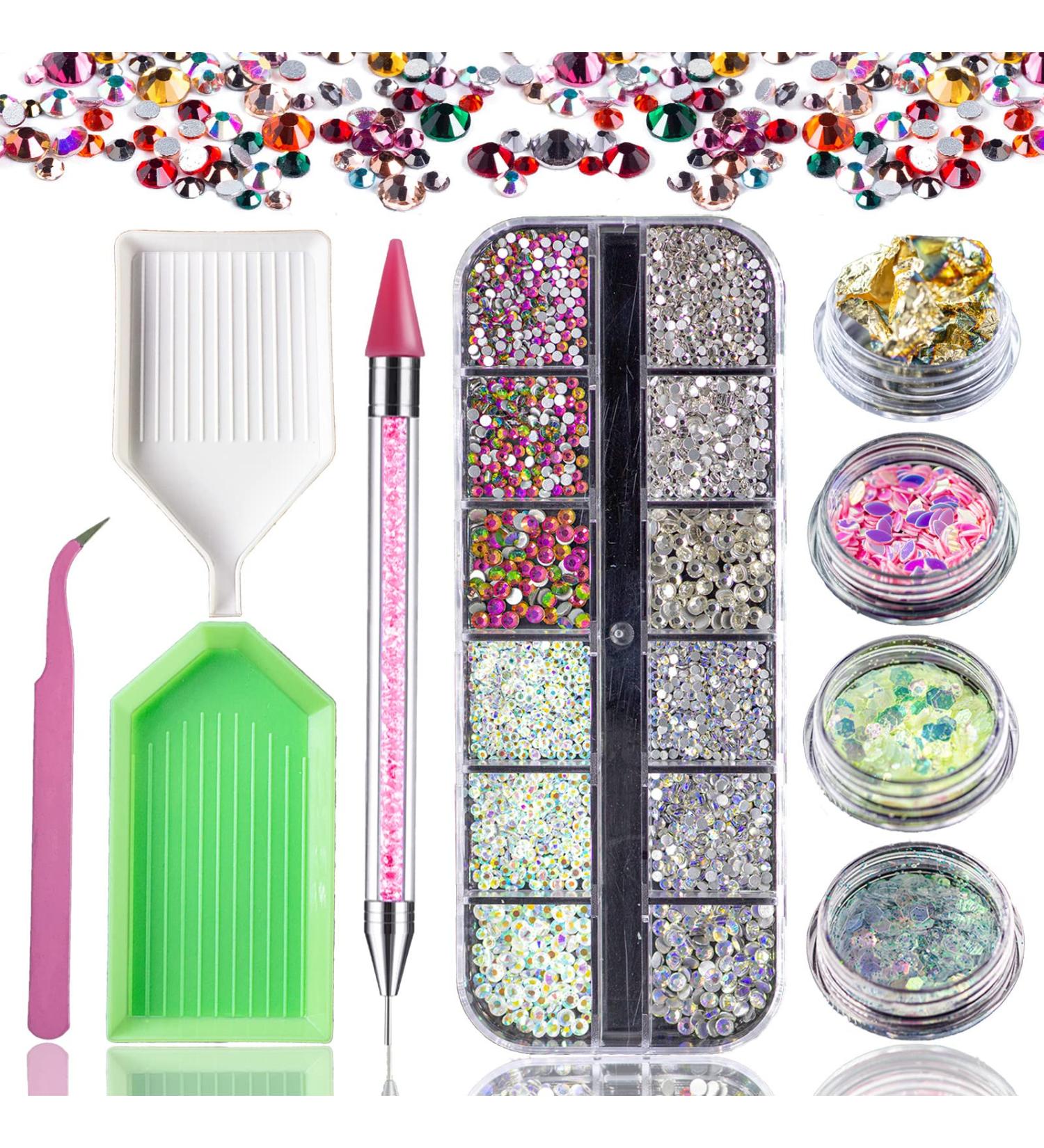 Nail Gems & Rhinestones Kit | 1236pcs Rhinestones & Nail Art Accessories | Foil Flakes & Glitter Nails Sequins | Dragonflying Nail Art - Buy Online on GoSupps.com