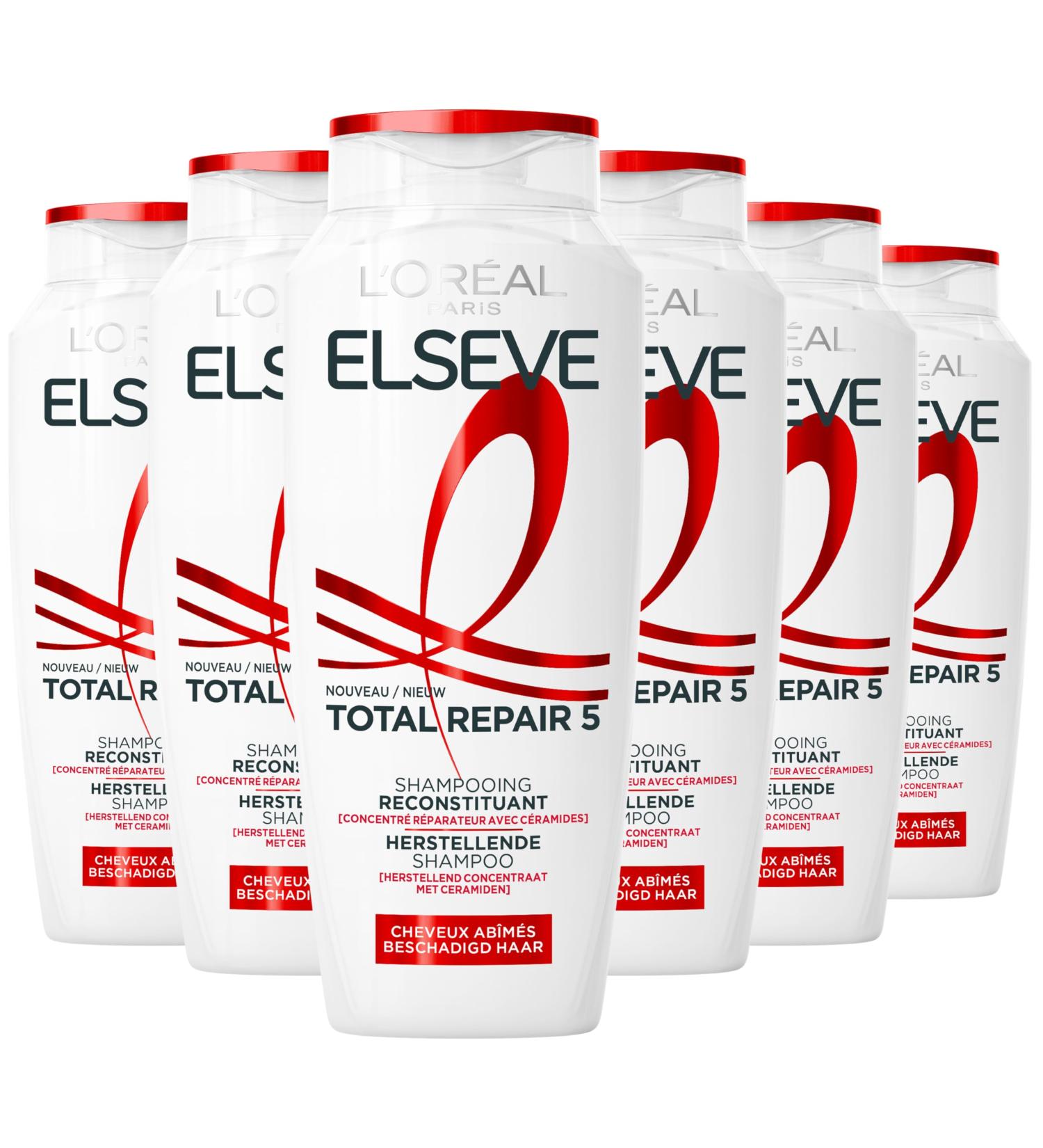 L'Oreal Paris L'Or al Paris Elseve Total Repair 5 Shampoo - For damaged hair - Restorative concentrate with ceramides - 6 x 300 ml