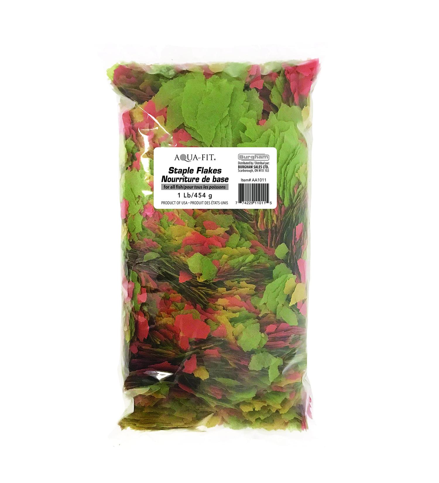 Burgham Aqua-Fit Tropical Fish Flake Food Staple Diet Tropical Flakes A Complete and Nutritionally Balanced Diet for All Aquarium Fish (1 LB) 1 g (Pack of 1)