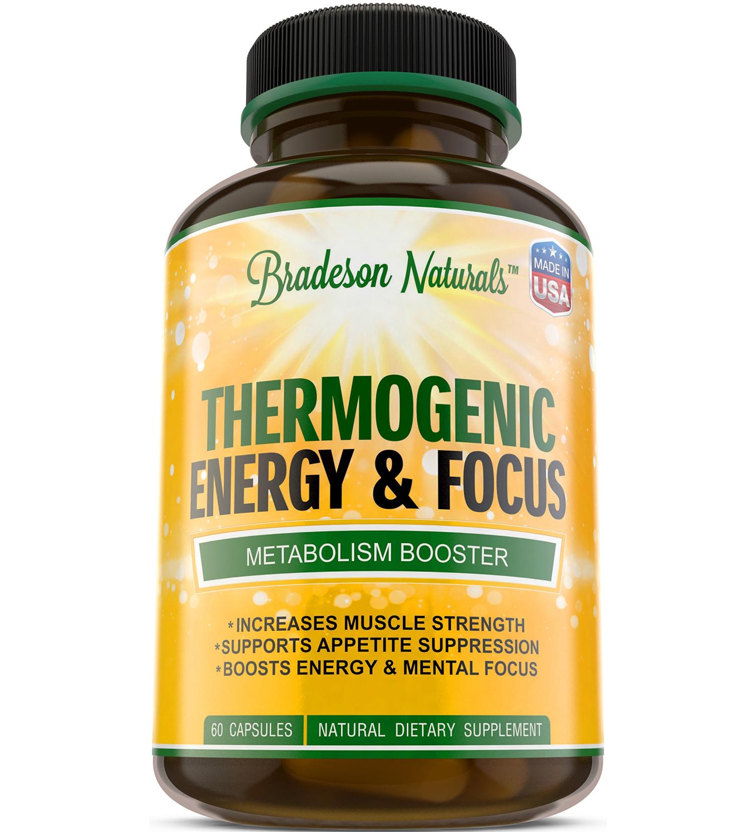 Thermogenic Energy & Focus Supplement - Accelerated Fat Burning & Natural Energy Booster - 60 Capsules - Made in USA - Buy Online on GoSupps.com