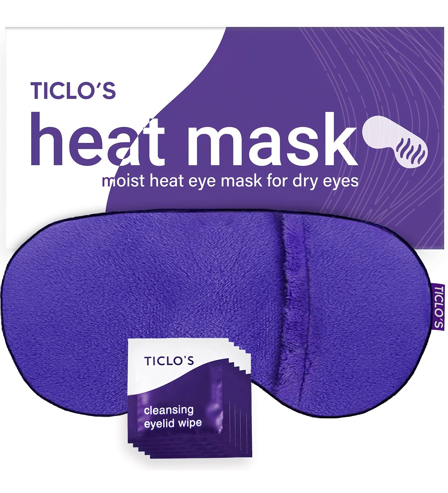 Ticlo's Moist Heat Therapy Compress Dry Eye Mask - Weighted Steam Mask for Blepharitis, Stye, MGD - Includes 15 Eyelid Scrub Wipes - Buy Online on GoSupps.com