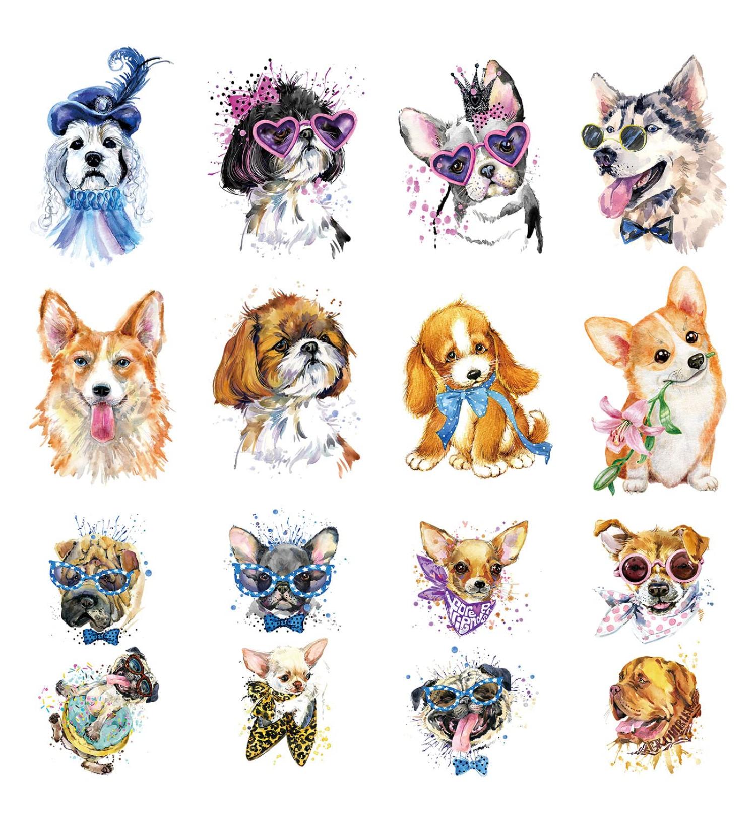 Watercolor Dog Temporary Tattoos for Kids & Adults - 12 Sheets Body Art Stickers for Face, Hands, and more - Buy Online on GoSupps.com