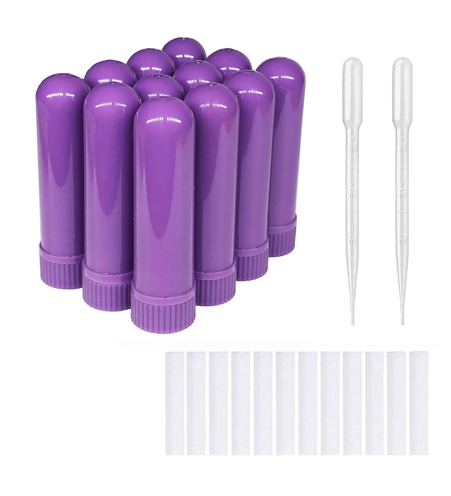 Zison Nasal Inhaler Tubes Kit - 12 Purple Empty Tubes with Wicks & 2 Droppers - Buy Online on GoSupps.com