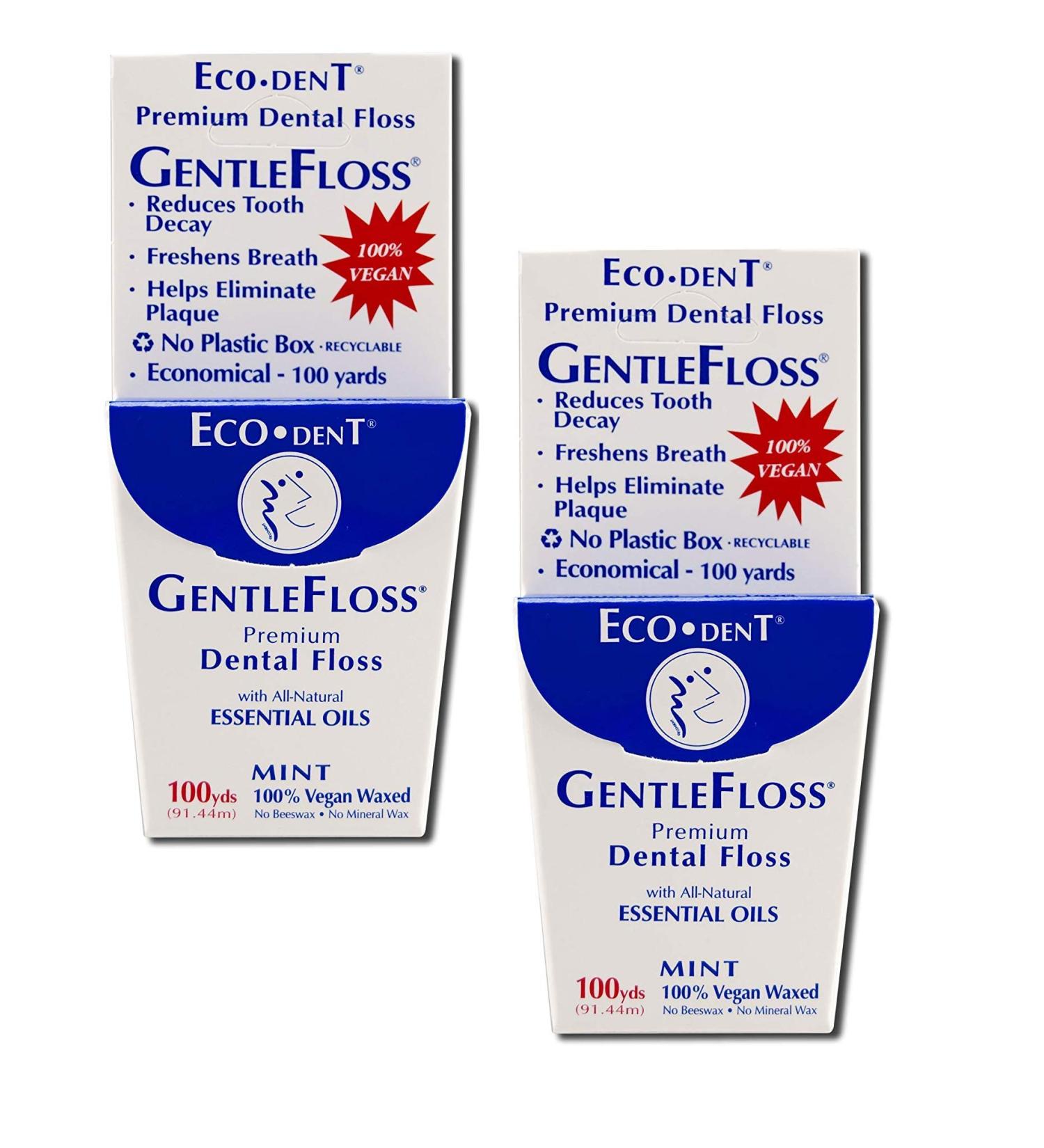 Eco-Dent Premium Dental Floss GentleFloss Mint Flavored 100 yards (a) - 2pc