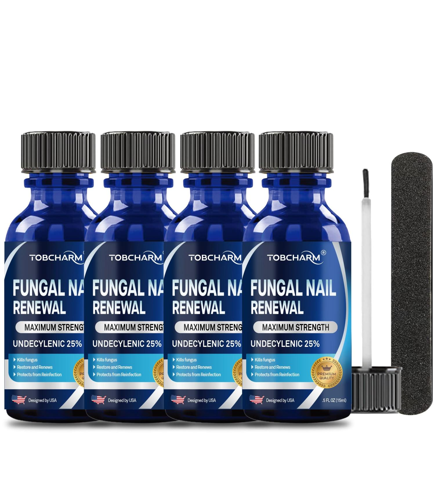 Extra Strength Toenail Fungus Treatment - 25% Undecylenic Acid & Tea Tree Oil | 4Pcs Antifungal Nail Solution for Thick Damaged Nails - Buy Online on GoSupps.com