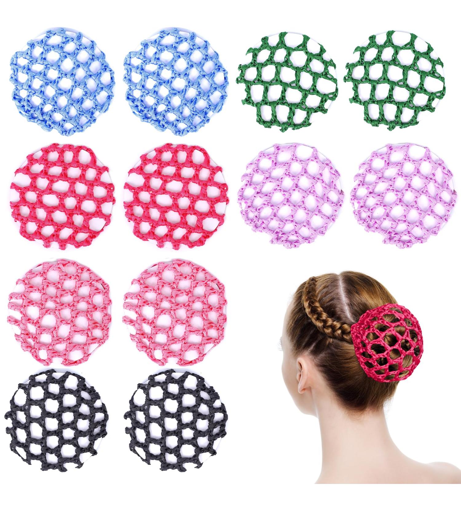12 Pcs Snood Hair Net Hair Bun Holder Ballet Hair Net for Buns Ballet Hair Bun Cover Women Hair Nets for Bun for Dancers Stretchy Elastic Bun Hair Net Crochet Hair Net Hair Accessories - Buy Online on GoSupps.com