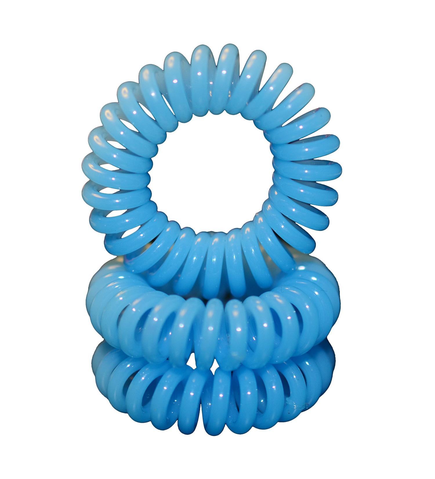 Miya 3 Set High-Quality Sky Blue Hair Ties | Elastic Telephone Cable & Mini Spiral Hair Accessories - Buy Online on GoSupps.com