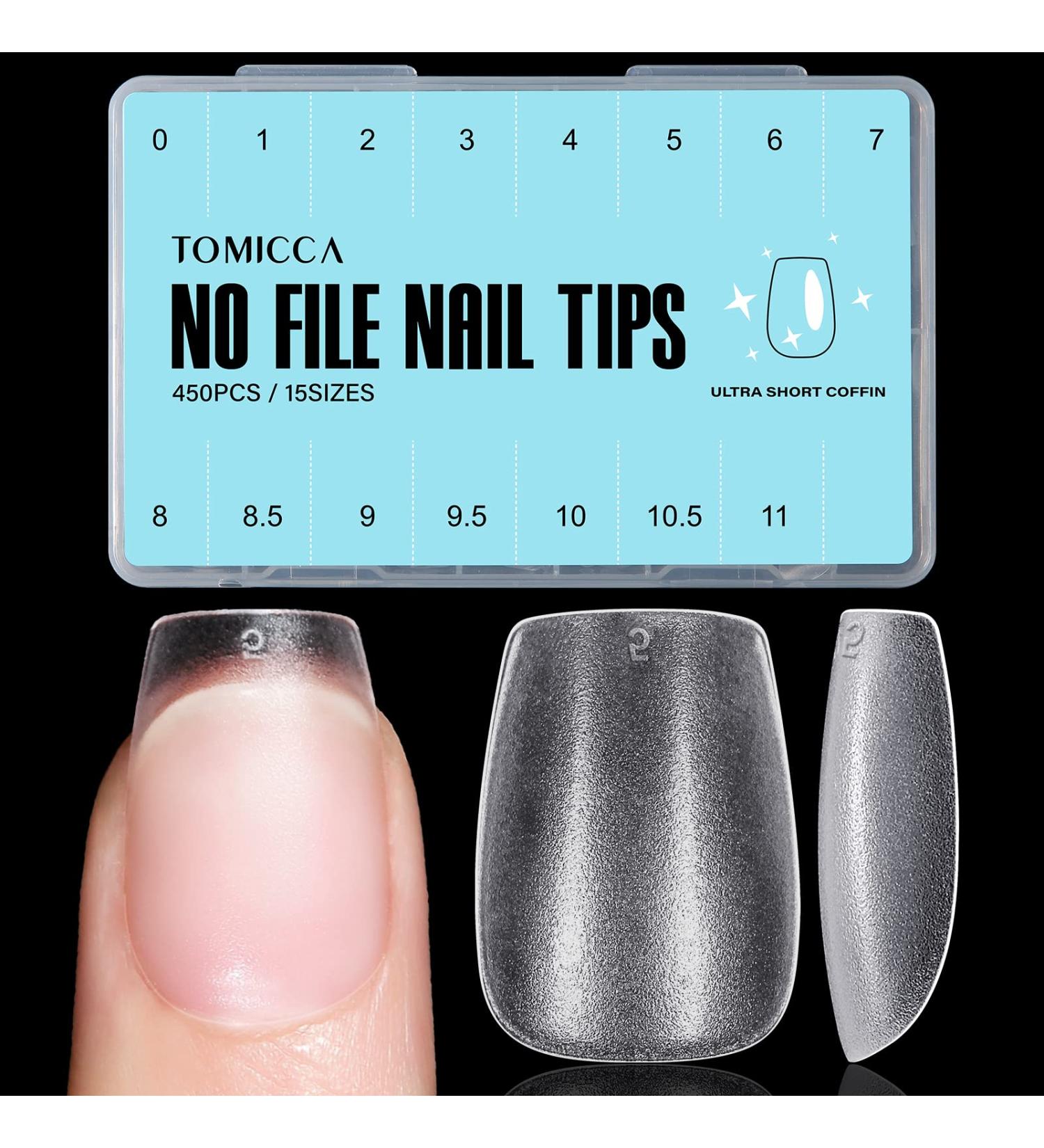 TOMICCA Extra Short Coffin Nail Tips - 450Pcs Soft Gel Tips for Nail Extension | Matte Finish Fake Nails in 15 Sizes with Storage Box - Buy Online on GoSupps.com
