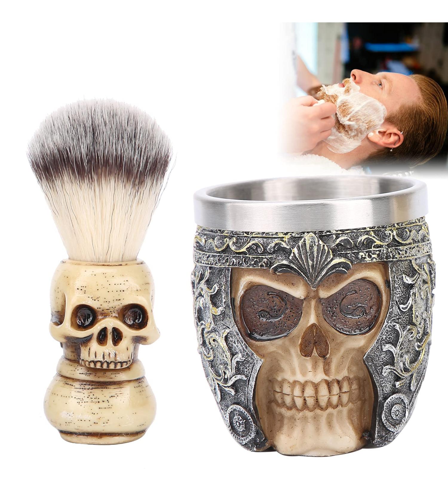 Stainless Steel Shaving Brush Bowl Set | Men's Beard Shaving Kit for Home & Salon | International Shipping - Buy Online on GoSupps.com