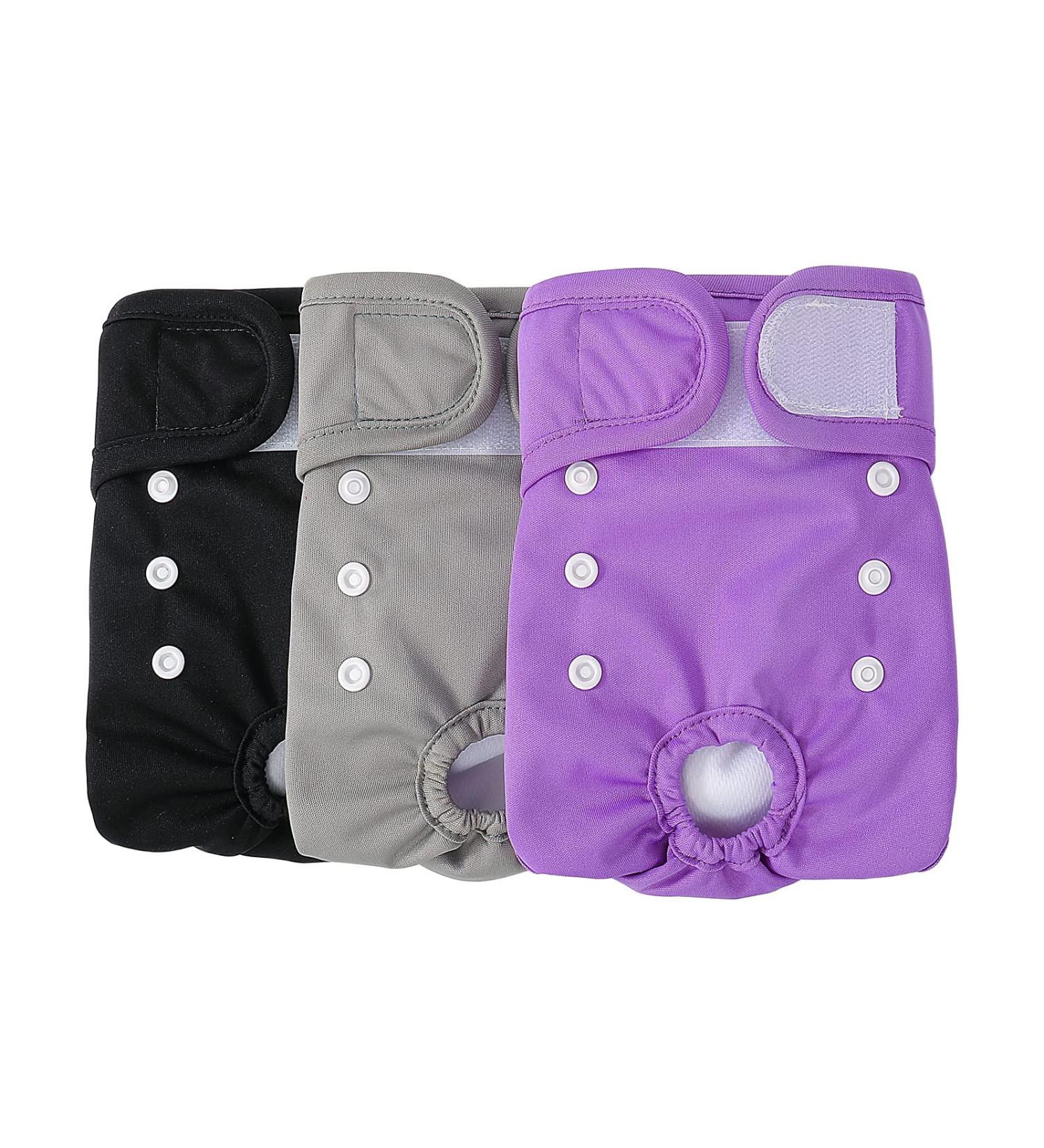 Demigreat Heat Pants for Bitches - 3-Piece Adjustable Purple Dog Diapers for Women - High-Suction Bandages (Size M) - Buy Online on GoSupps.com