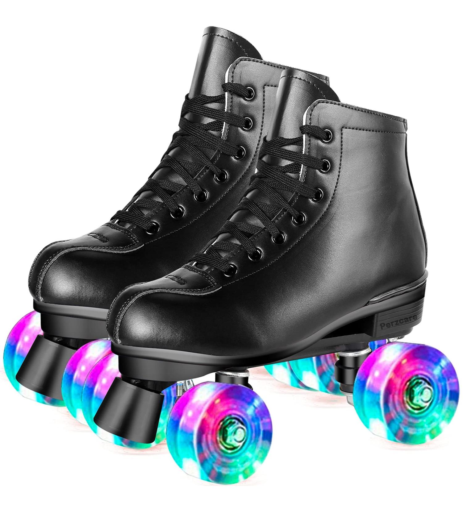 Perzcare High-top PU Leather Roller Skates for Women & Men - Black (Size 41) - Buy Online on GoSupps.com