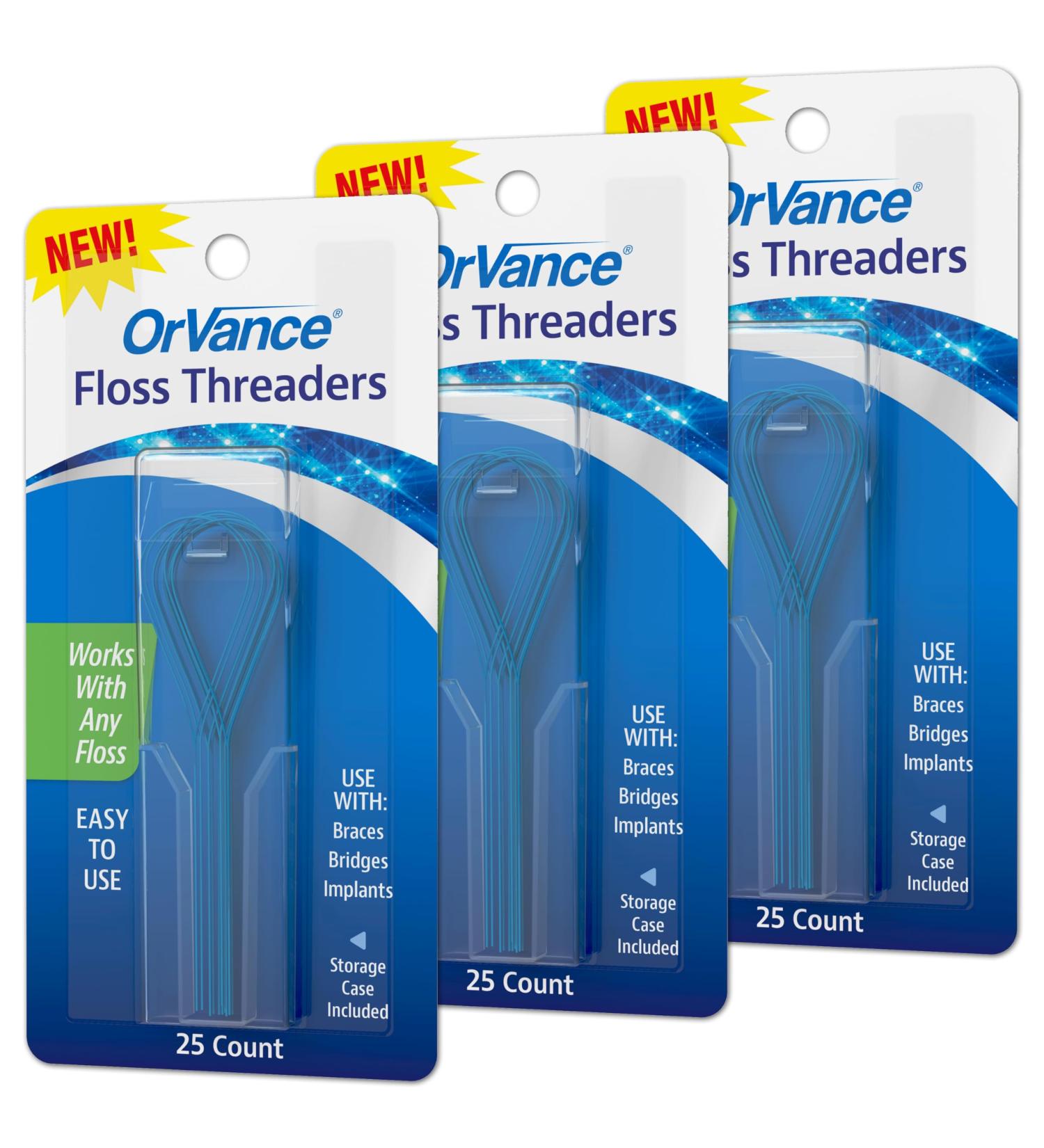 OrVance Floss Threaders Dental Floss Threaders to Deep Clean Braces Bridges and Implants Easy and Effective - 25 count (Pack of 3) - Buy Online on GoSupps.com