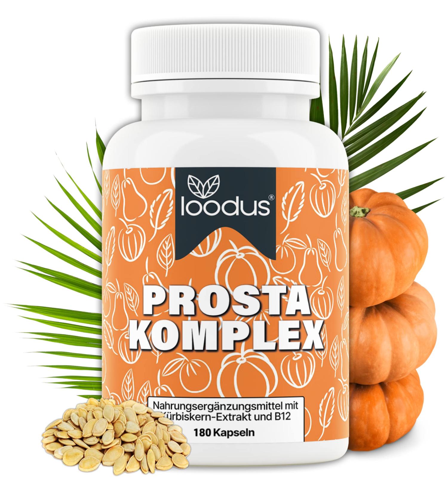 LOODUS Prosta Support - High Dose Pumpkin Saw Palms Complex 180 Vegan Capsules with Maca B6 Zinc & Selenium for Optimal Health - Buy Online on GoSupps.com