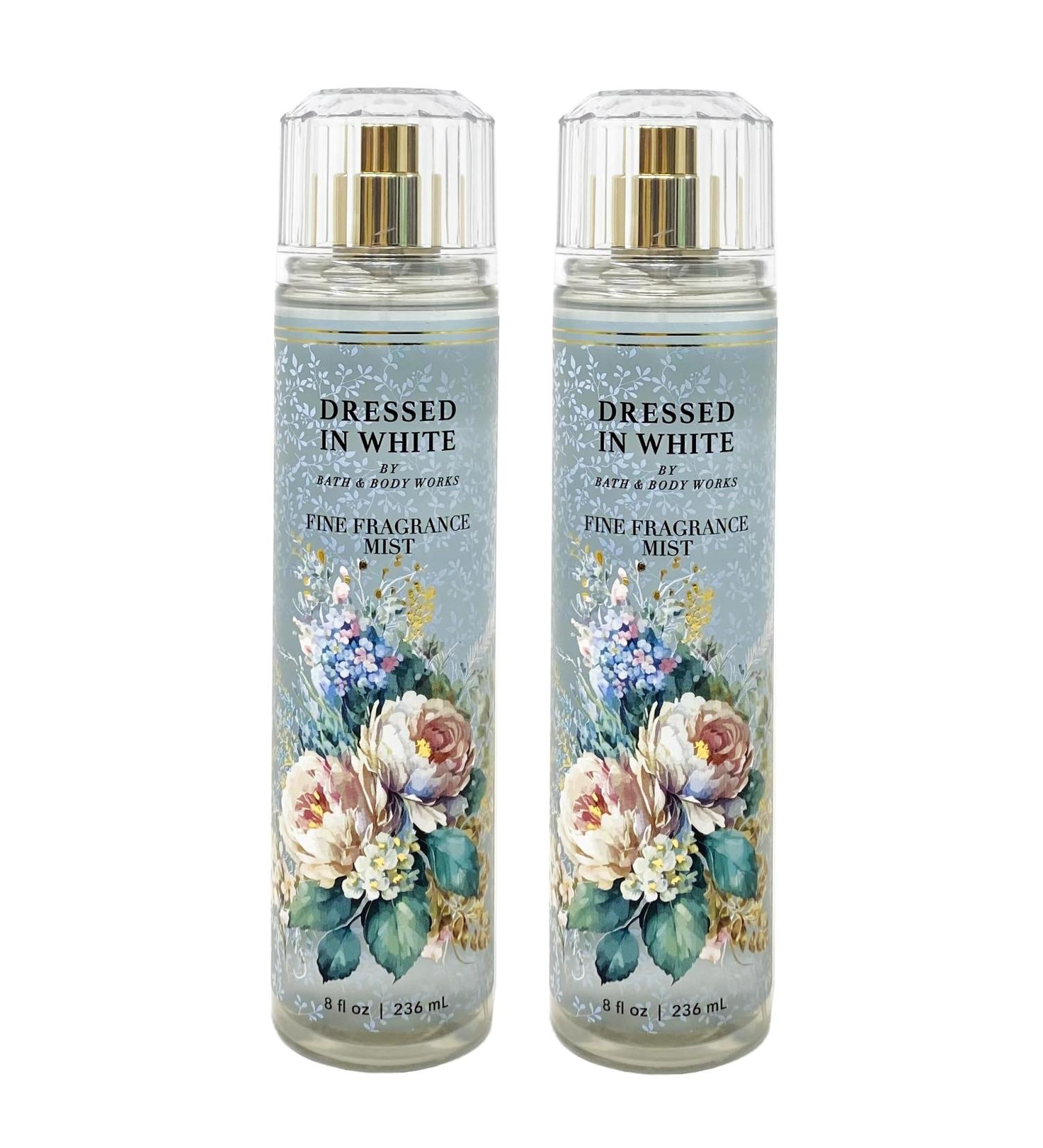 Bath and Body Work DRESSED IN WHITE 2 Pack Fine Fragrance Mist Bundle - 8 fl oz / 236 mL each
