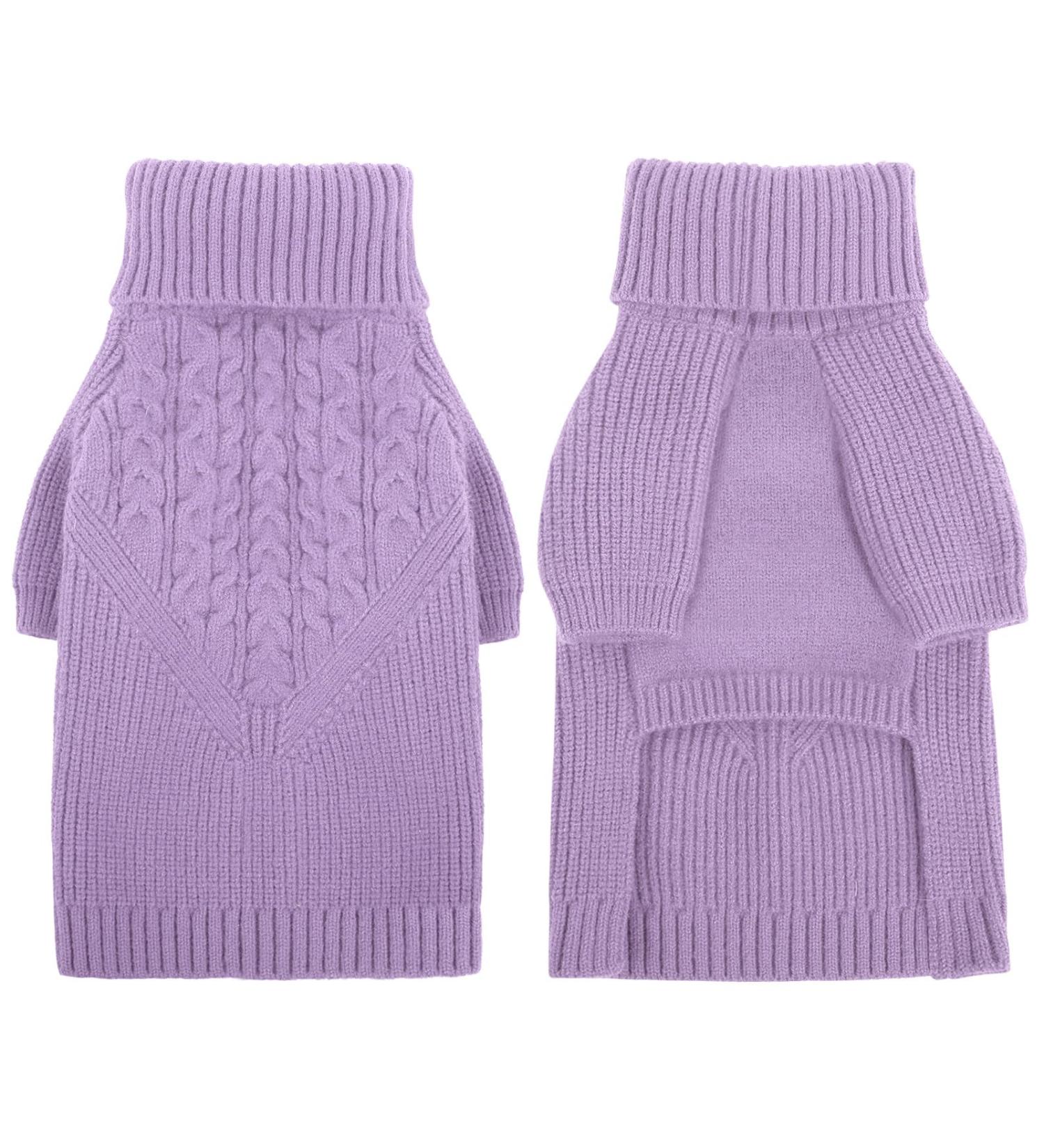 Classic Knitted Dog Sweater with Turtleneck | Cit toile - Soft Warm & Stylish Sweater for Small to Medium Dogs | Purple Winter Pet Apparel - Buy Online on GoSupps.com