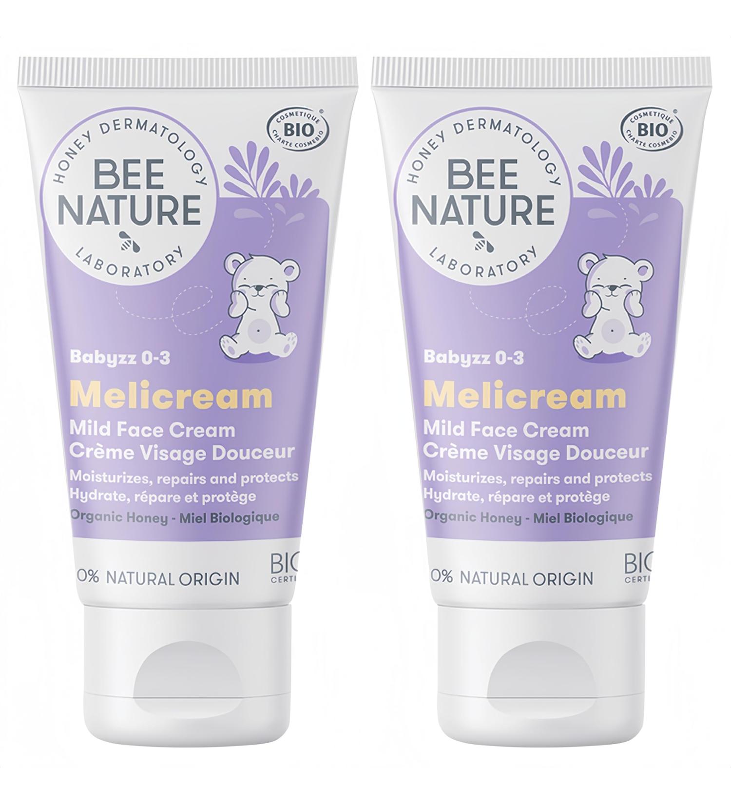 Bee Nature - Baby Face Moisturizer - Organic Honey - Relieve Eczema - Softness Repair - 100% Natural - Suitable for Newborns with Dry and Sensitive Skin - 2 Pieces (2 * 50ml) - Buy Online on GoSupps.com