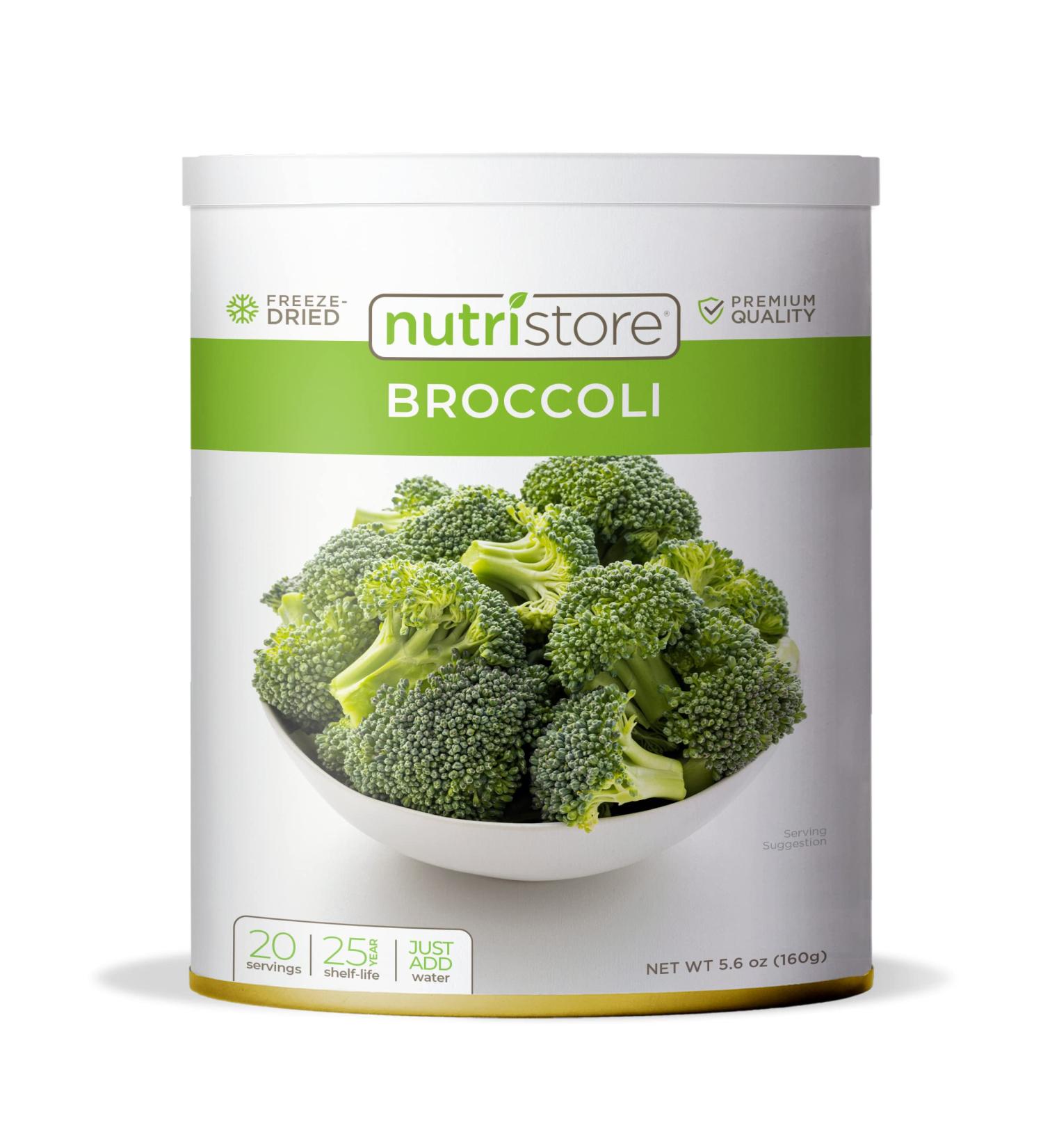 Nutristore Freeze Dried Broccoli: 20 Servings, 5.64 OZ, 25 Year Shelf Life - Healthy Snack, Amazing Taste | Emergency Survival Food - Buy Online on GoSupps.com