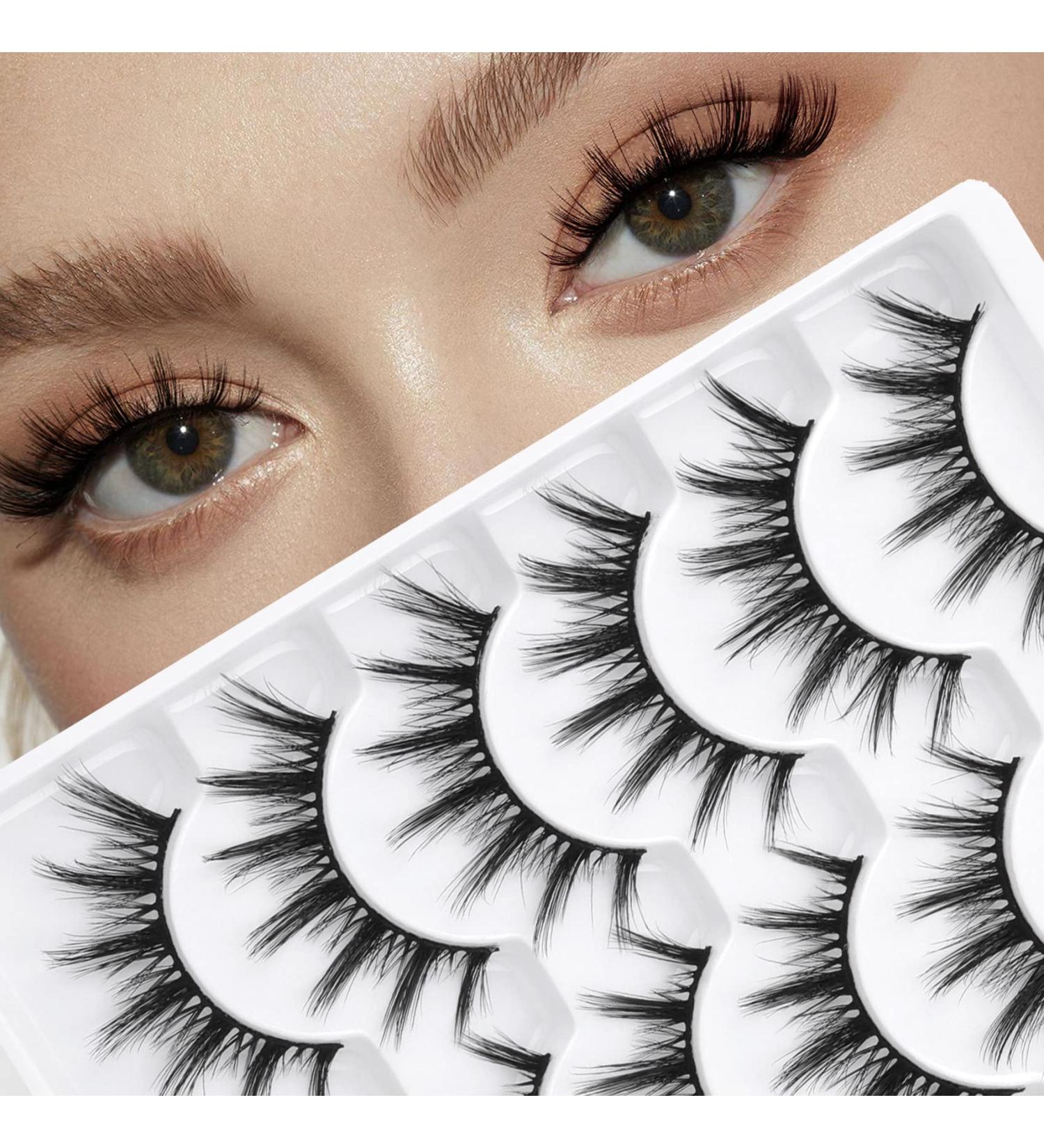 Pleell Manga Eye Natural Look False Eyelashes - 6 Pairs Pack, Faux Mink Wispy Fluffy Anime Lashes - 7-16mm - Buy Online on GoSupps.com