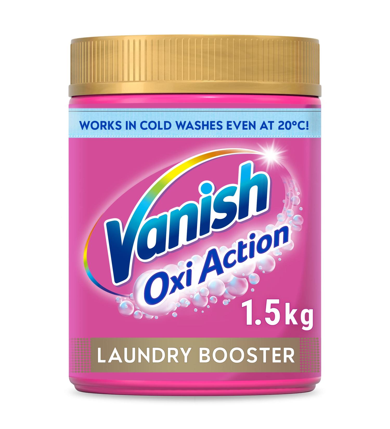 Vanish Gold Oxi Action Laundry Booster & Stain Remover Powder 1.5 Kg - Fast Stain Removal Safe for School Uniforms Brightens Colours - Back to School Essential - Buy Online on GoSupps.com