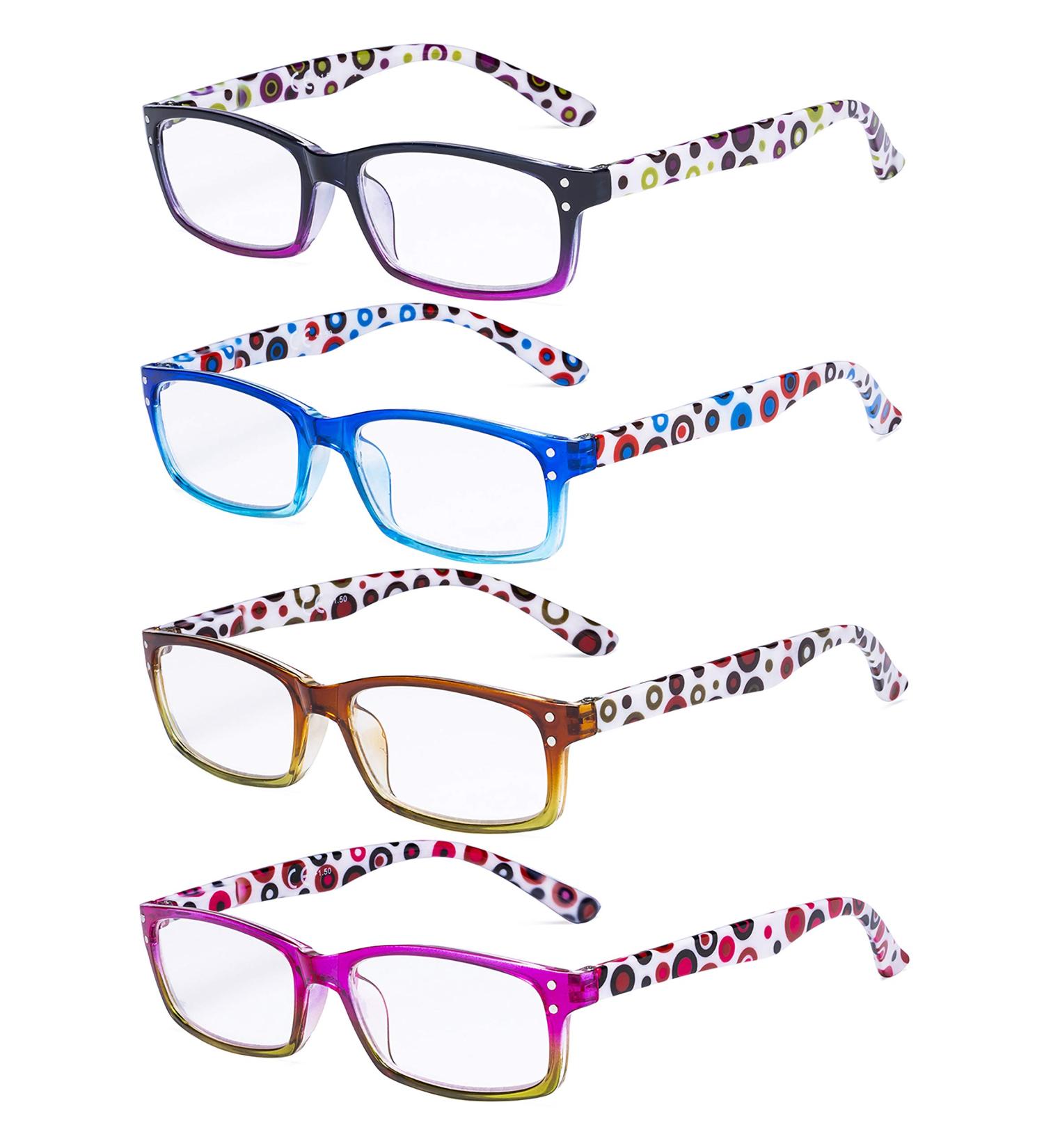 Eyekepper Women's Reading Glasses 4-Pack - Cute Dot Pattern +2.00 Strength - Stylish & Comfortable Eyewear for Readers - Buy Online on GoSupps.com