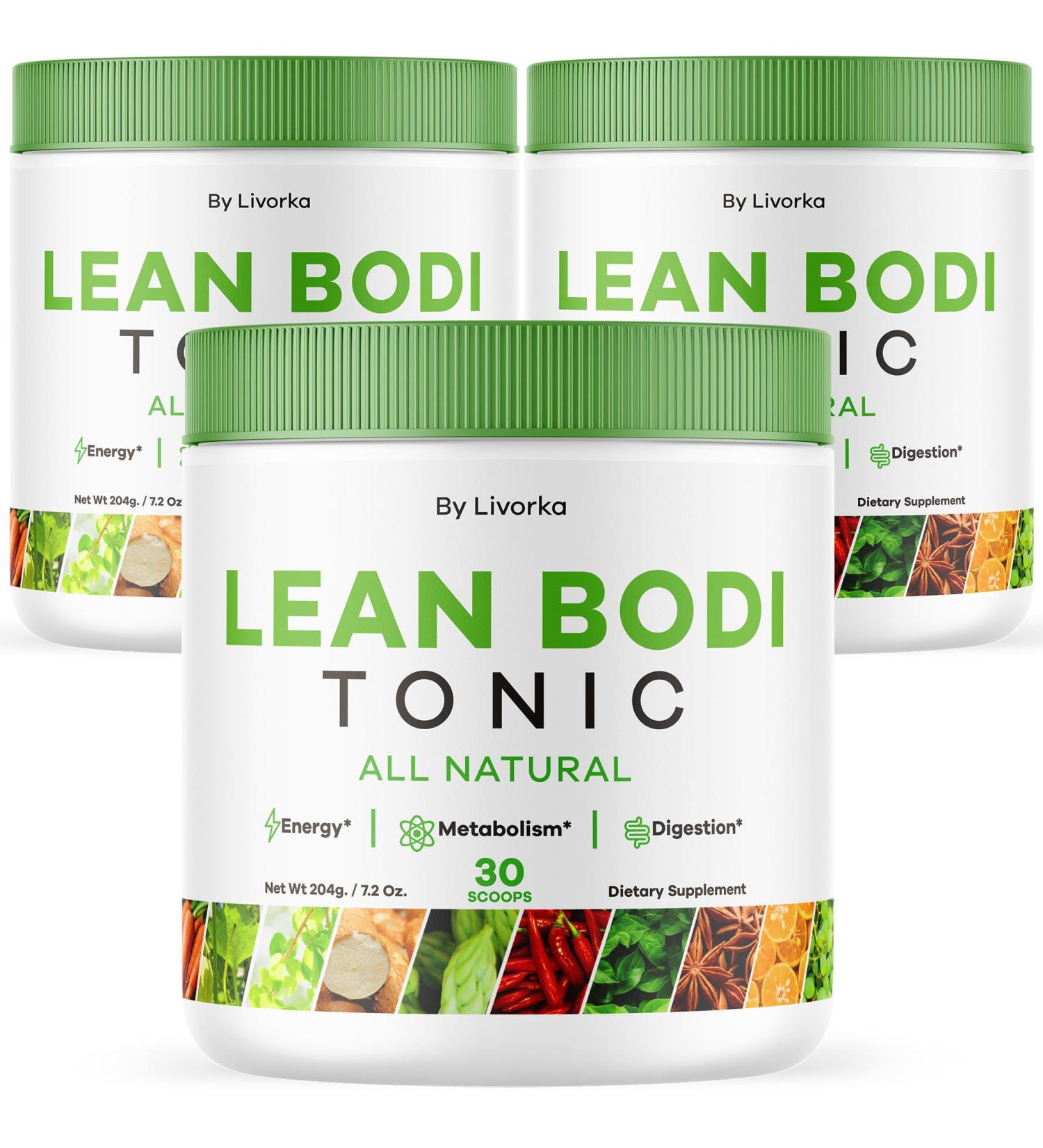 LIVORKA Lean Bodi Tonic All Natural Advanced Formula Powder - 90 Servings (3 Month Supply) - Pack of 3 - Buy Online on GoSupps.com