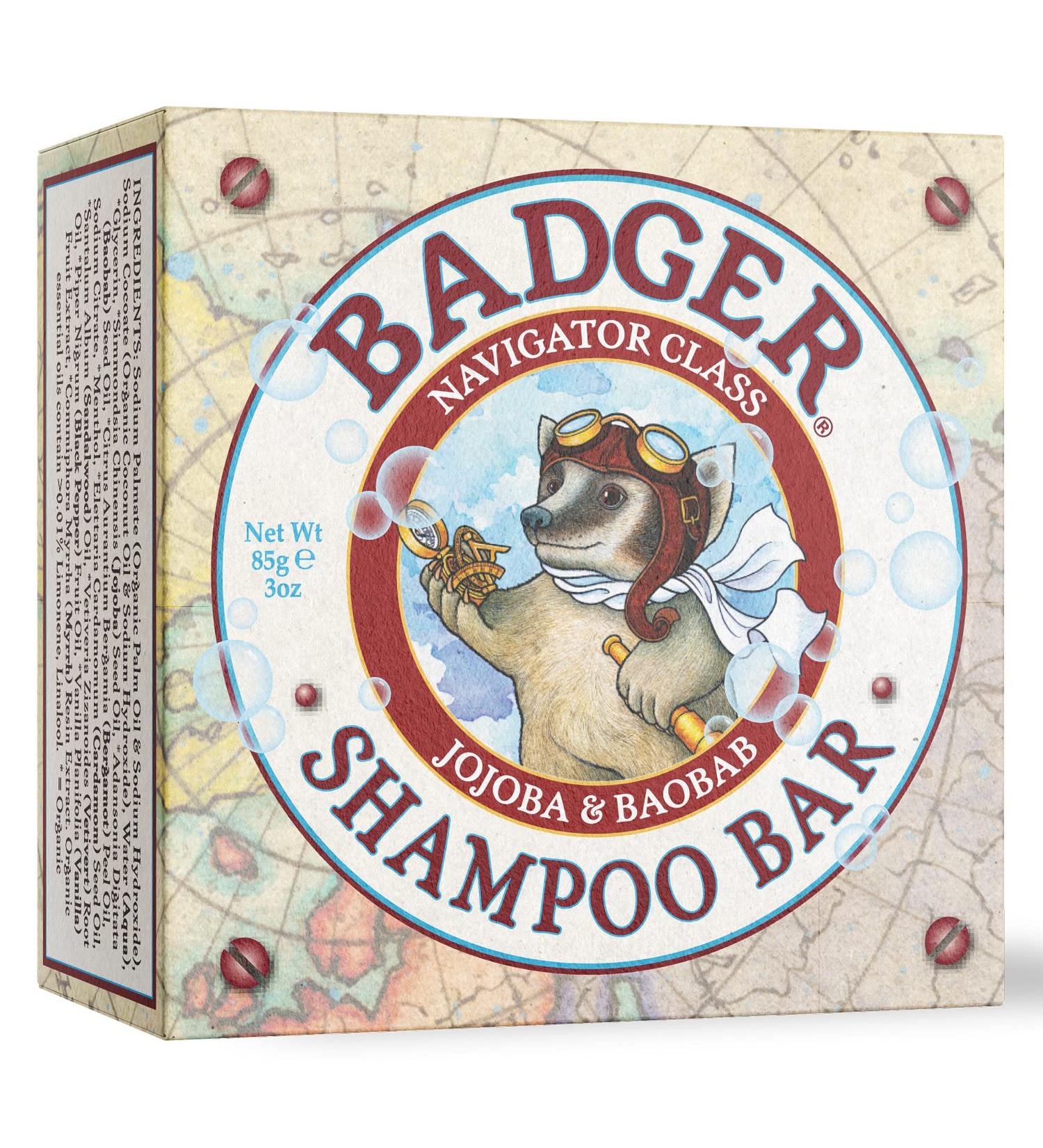 Badger Shampoo Bar - Jojoba & Baobab 3 oz | Natural Hair Care for All Hair Types - Buy Online on GoSupps.com
