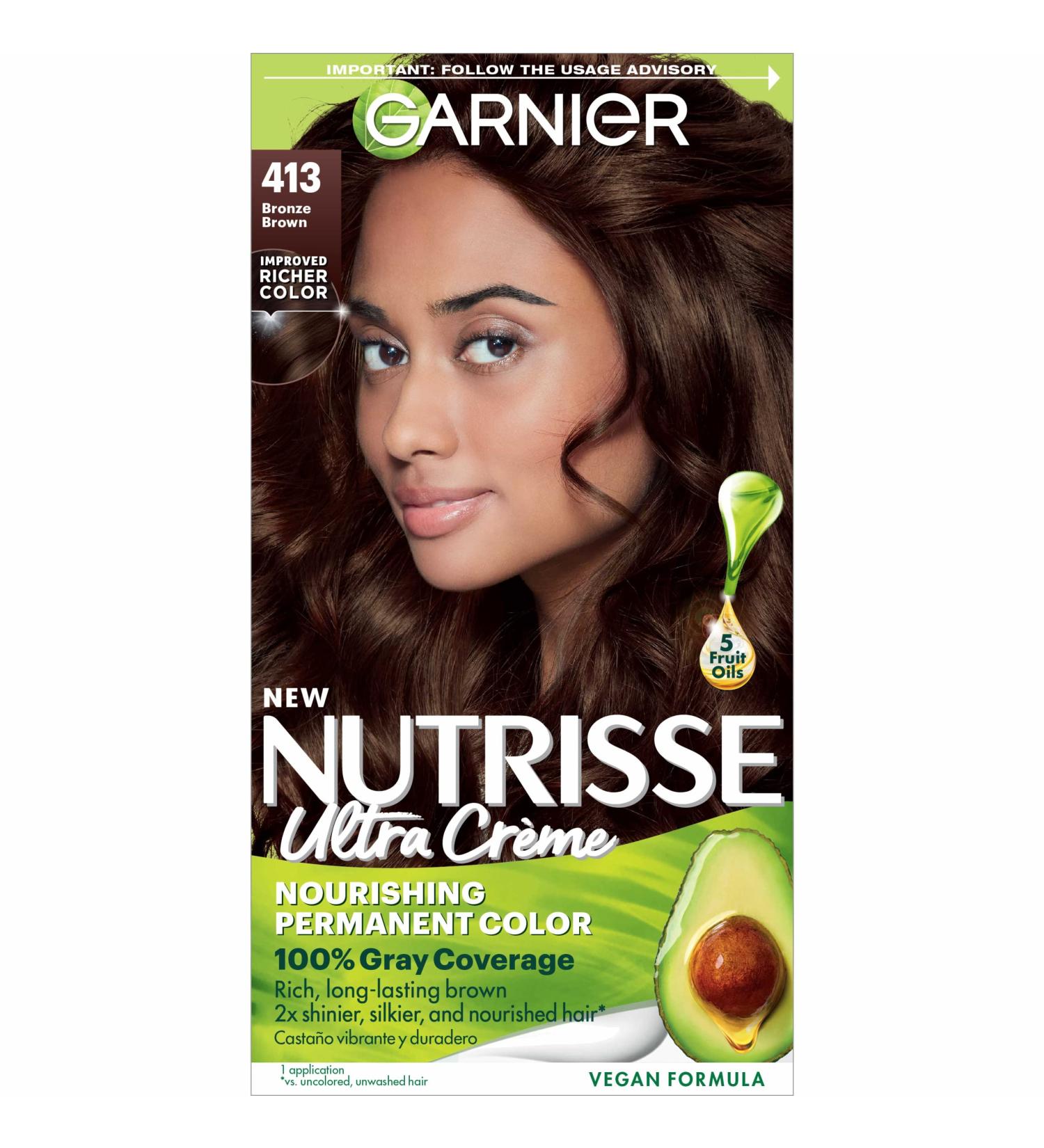 Garnier Nutrisse Nourishing Creme 413 Bronze Brown Permanent Hair Dye - 1 Count - Buy Online on GoSupps.com