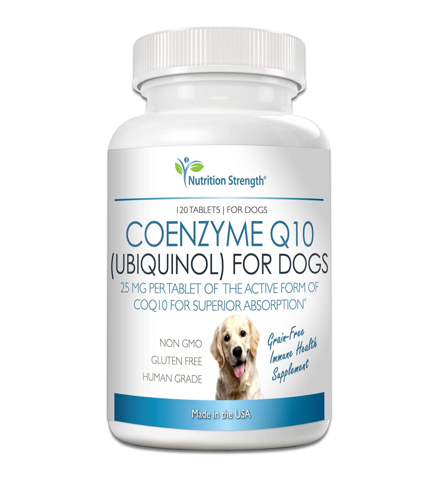 Nutrition Strength Coenzyme Q10 for Dogs: Ubiquinol Supplement Promotes Heart Health, Cognitive & Energy Support - 120 Chewable Tablets - Buy Online on GoSupps.com