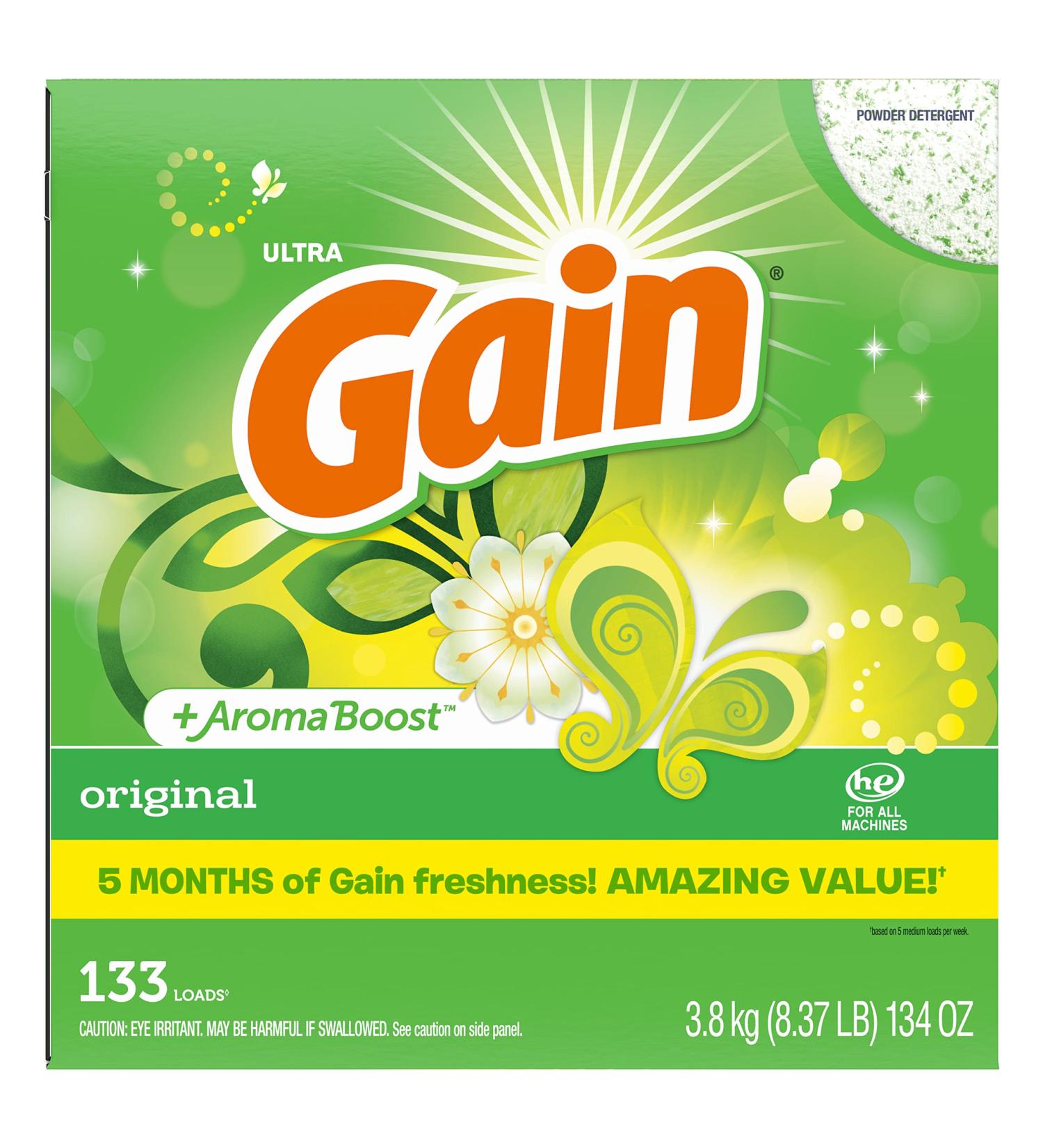 Gain Powder Laundry Detergent (Laundry Soap) HE Compatible Original Scent 133 Loads - Buy Online on GoSupps.com