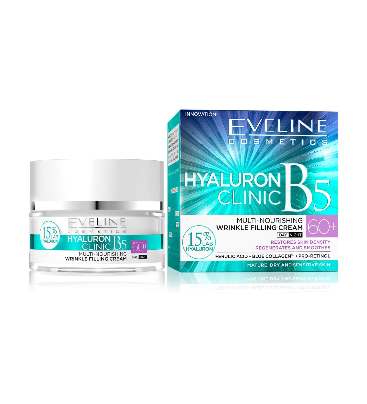 Eveline Cosmetics 60+ Biohyaluron 4D Intensely Lifting Cream - Day & Night Anti-Aging Moisturizer for Youthful Skin - Buy Online on GoSupps.com