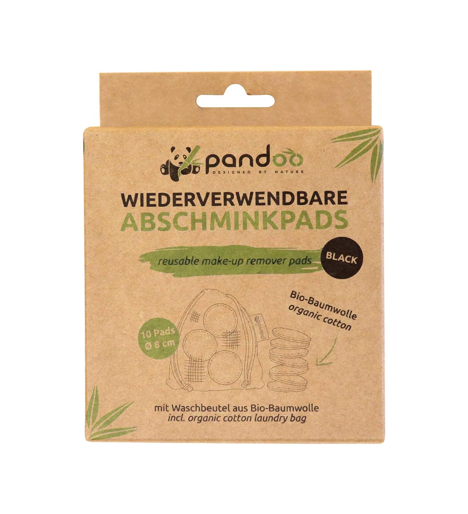 Pandoo Black Reusable Organic Cotton Pads | Eco-Friendly Make-Up Remover | 10 Washable Pads + Bags - Buy Online on GoSupps.com