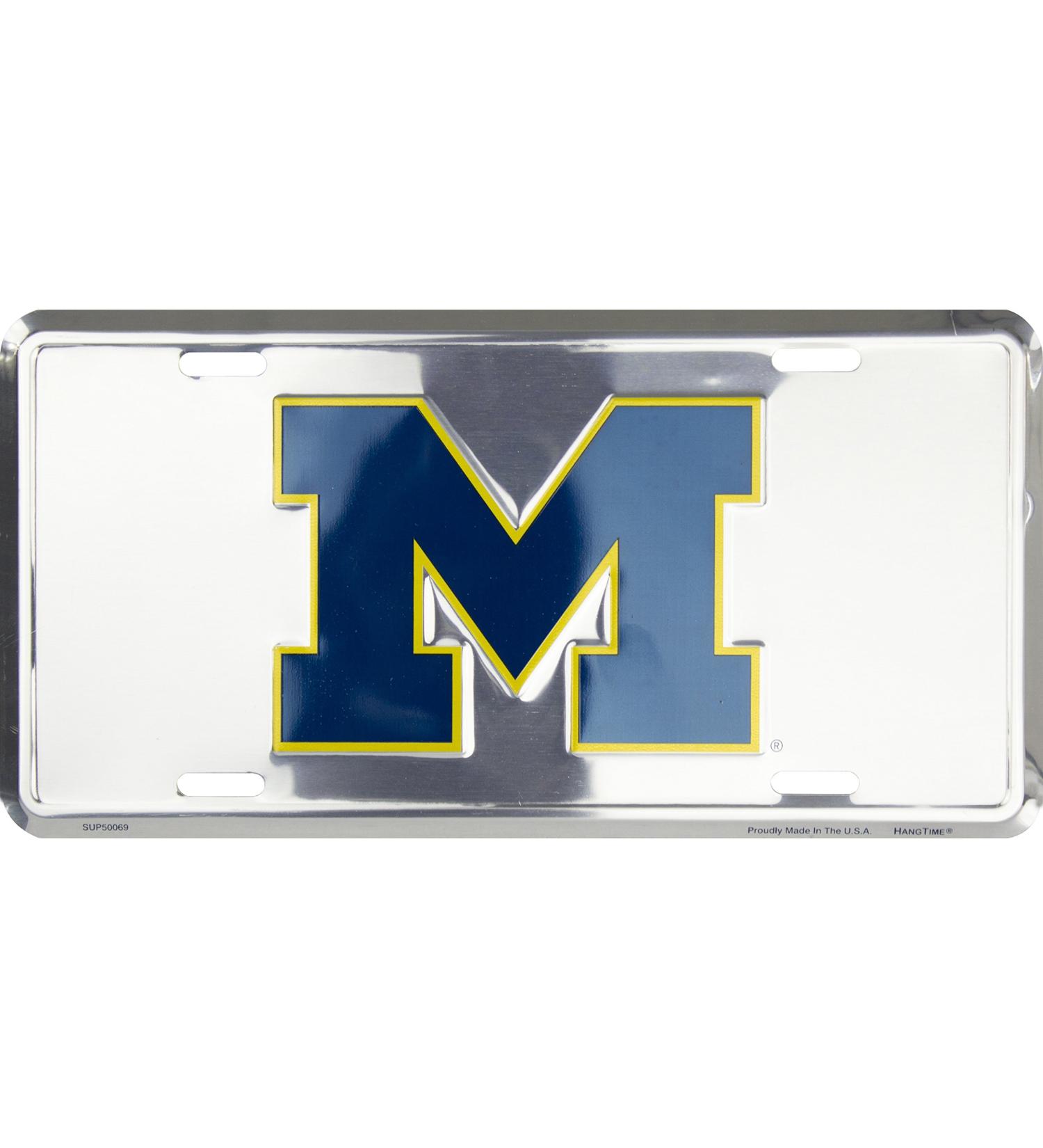 HangTime Michigan Wolverines Super Stock Metal License Plate 6 x 12