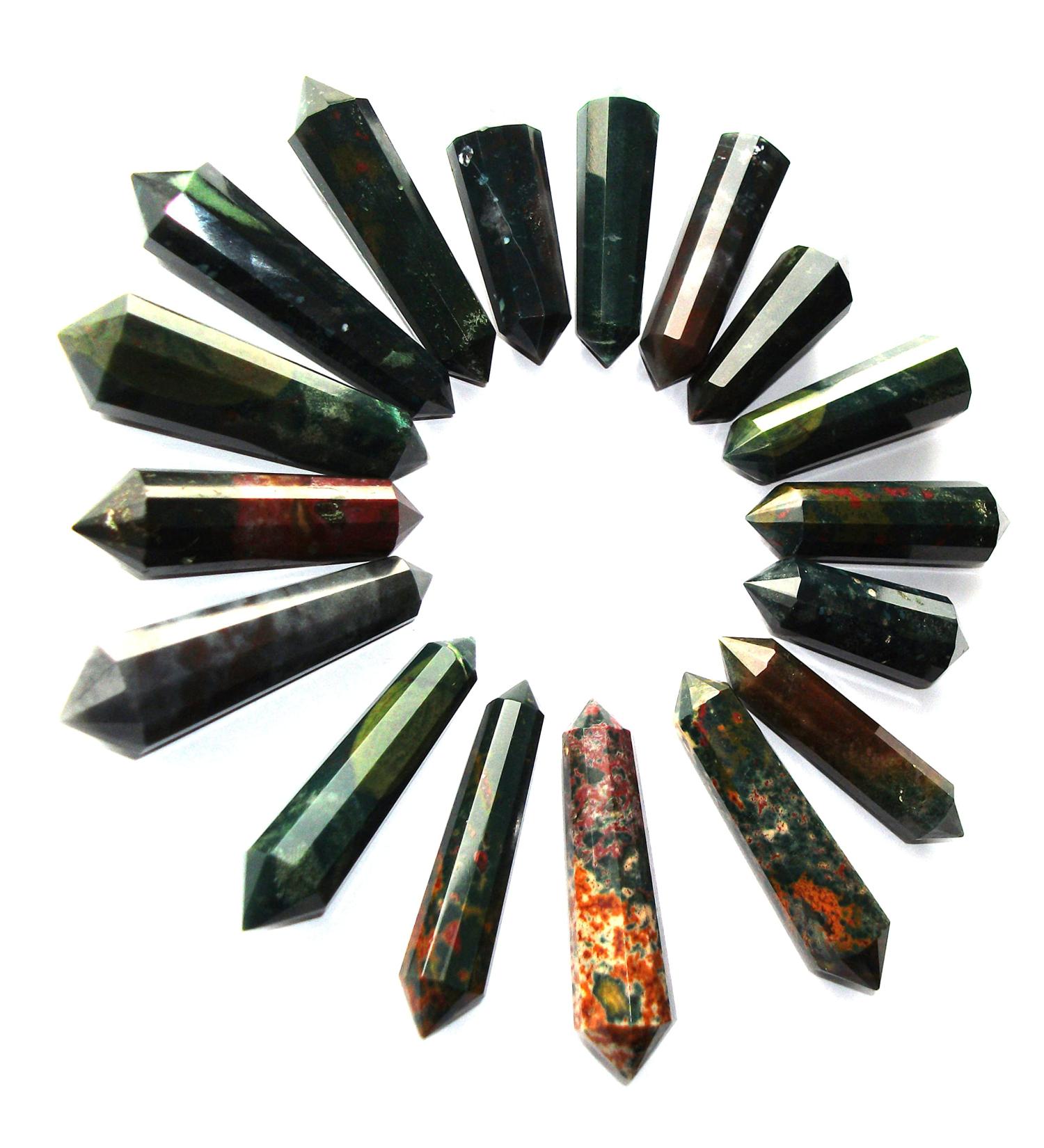 1 x 12 Cut DT Crystal Vogel Wand Point 40-60mm (Bloodstone)